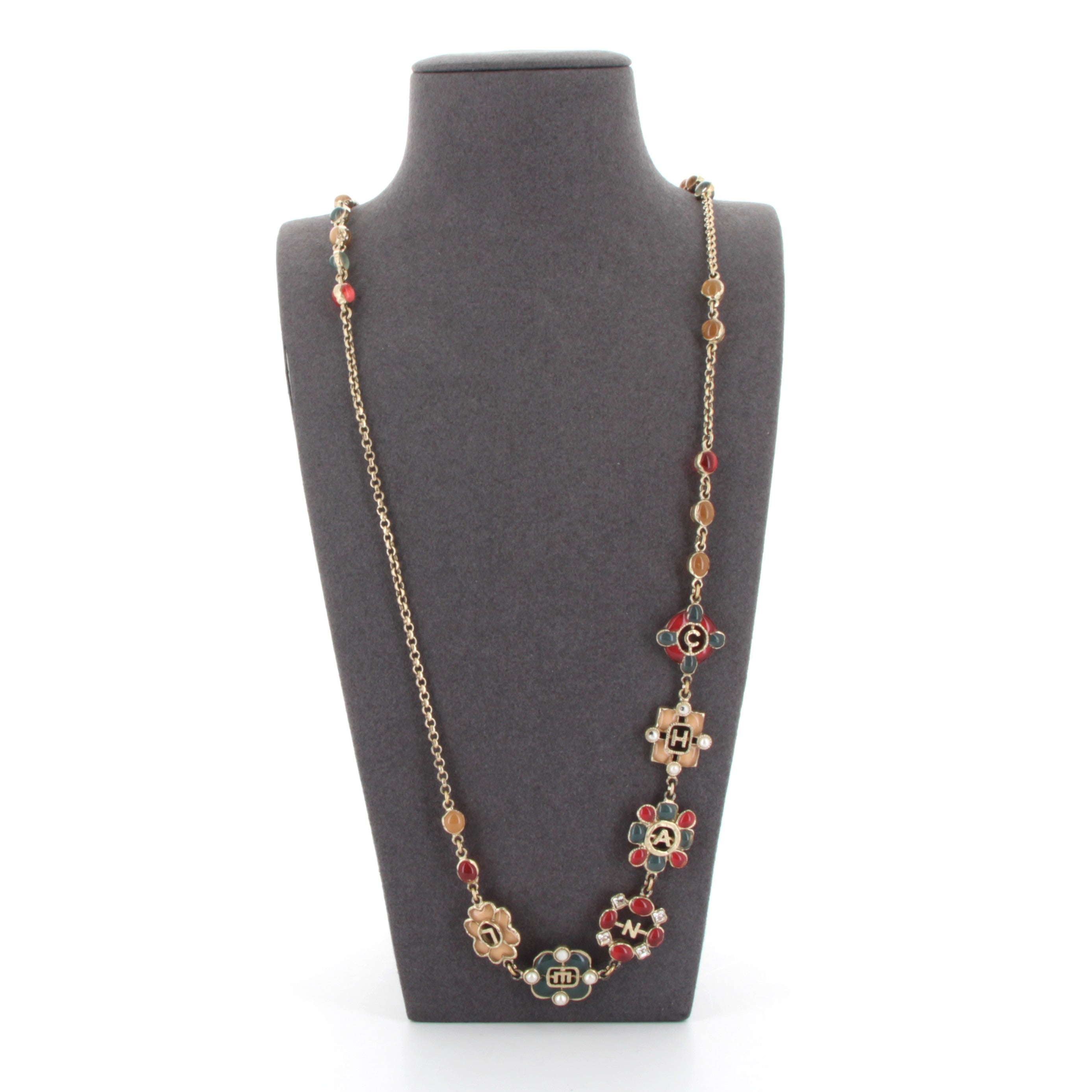 CHANEL COLLIER FLOREL MULTICOLOR ET METAL