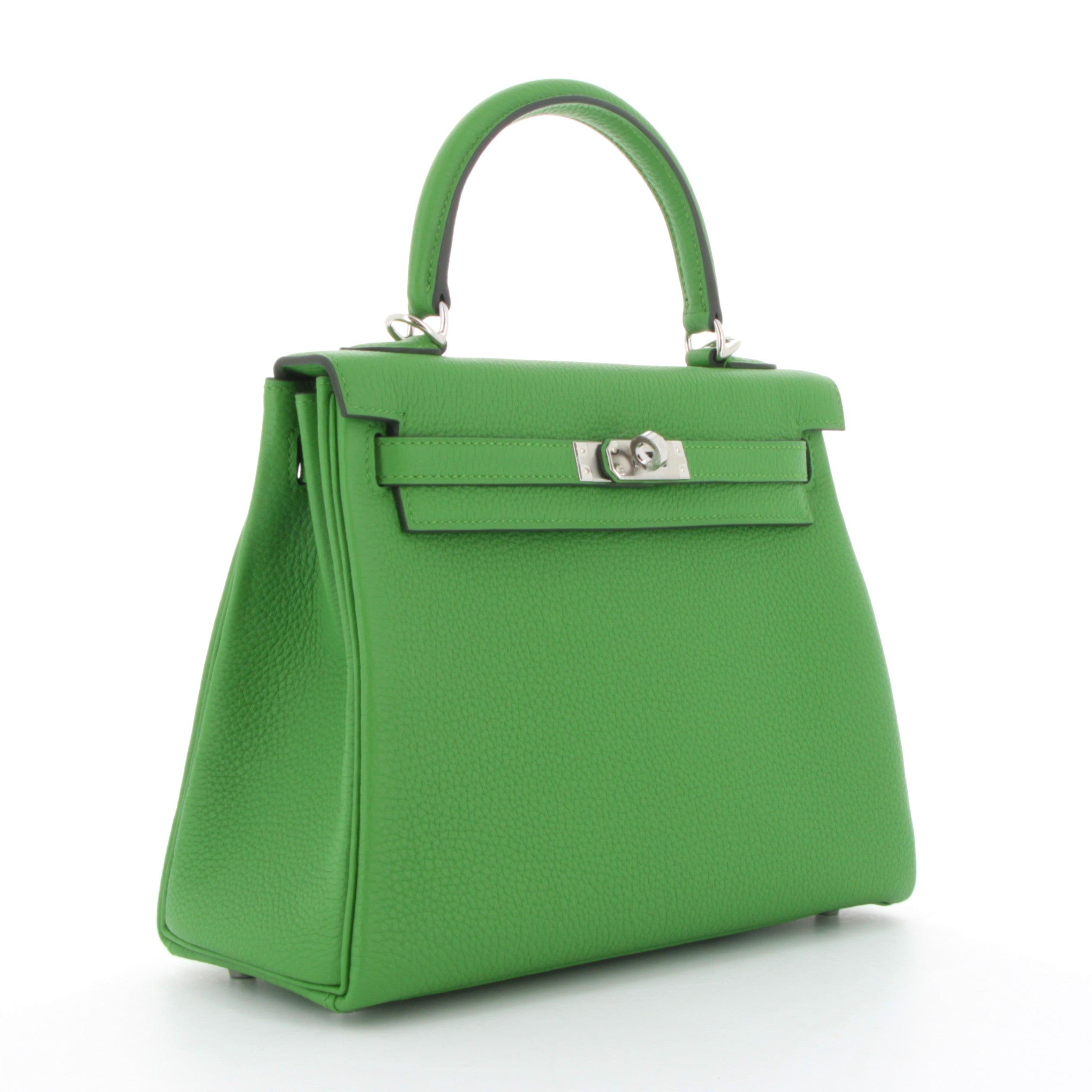 HERMES Kelly 25 Vert Yucca Togo Finition Or Palladié