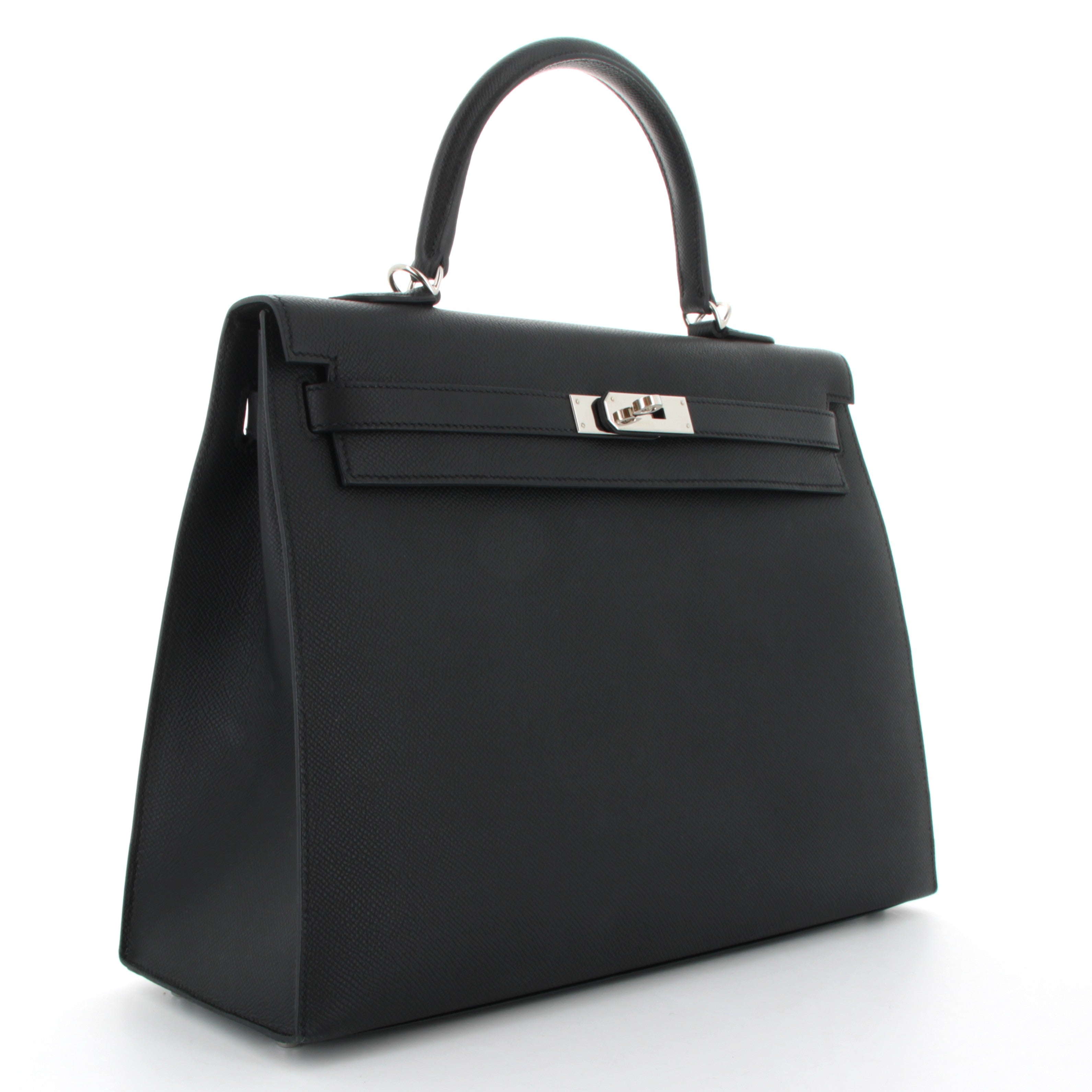 Hermes Kelly 35 Noir Epsom Finition Palladié
