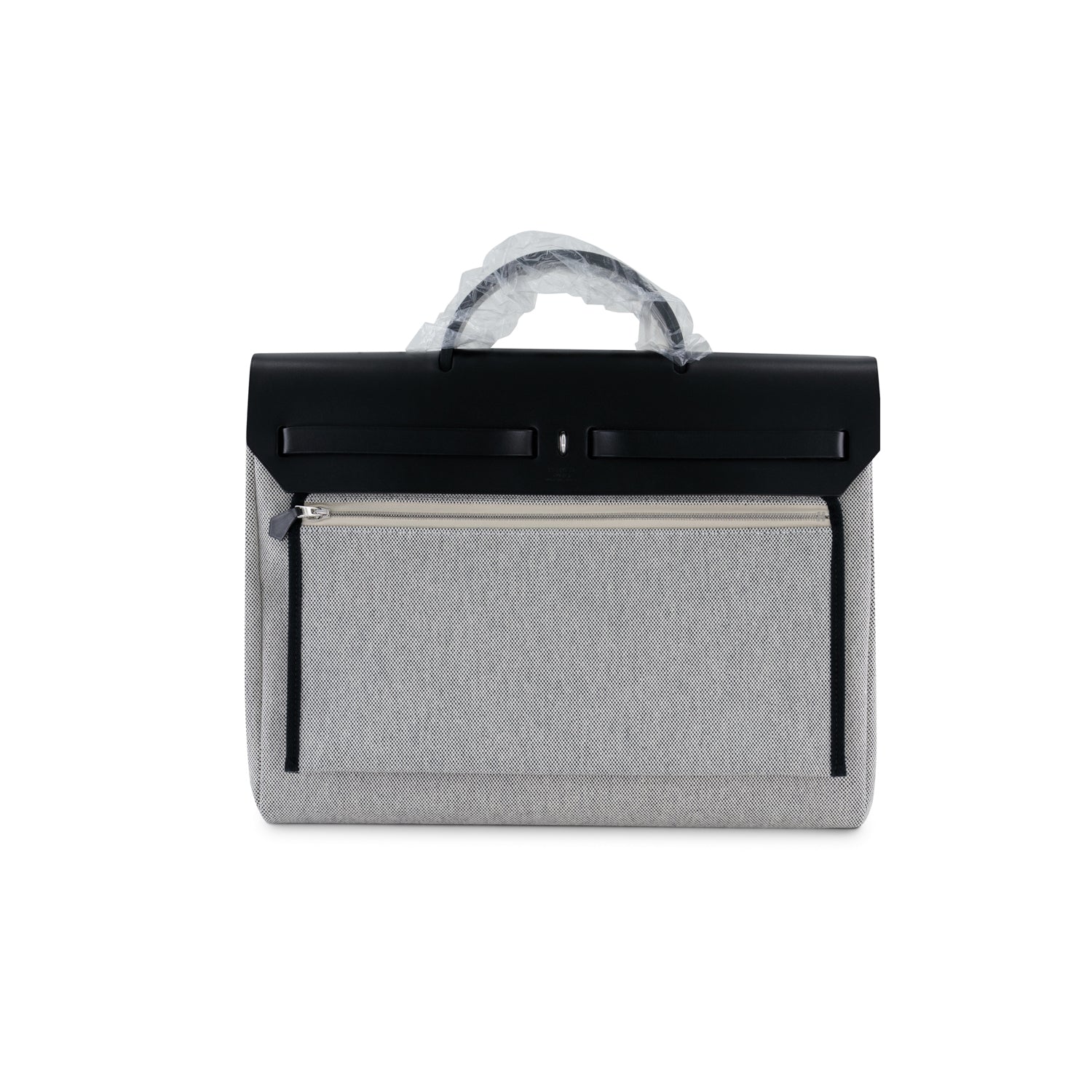 HERMES Herbag Messenger 39 Noir Vachehunter & Ecru Toile Finition Palladié