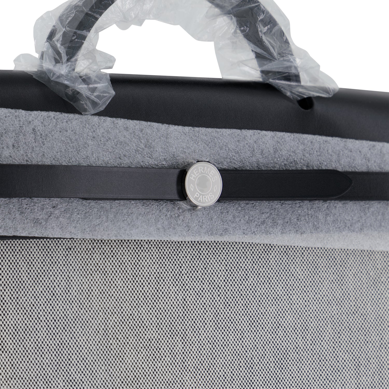 HERMES Herbag Messenger 39 Noir Vachehunter & Ecru Toile Finition Palladié