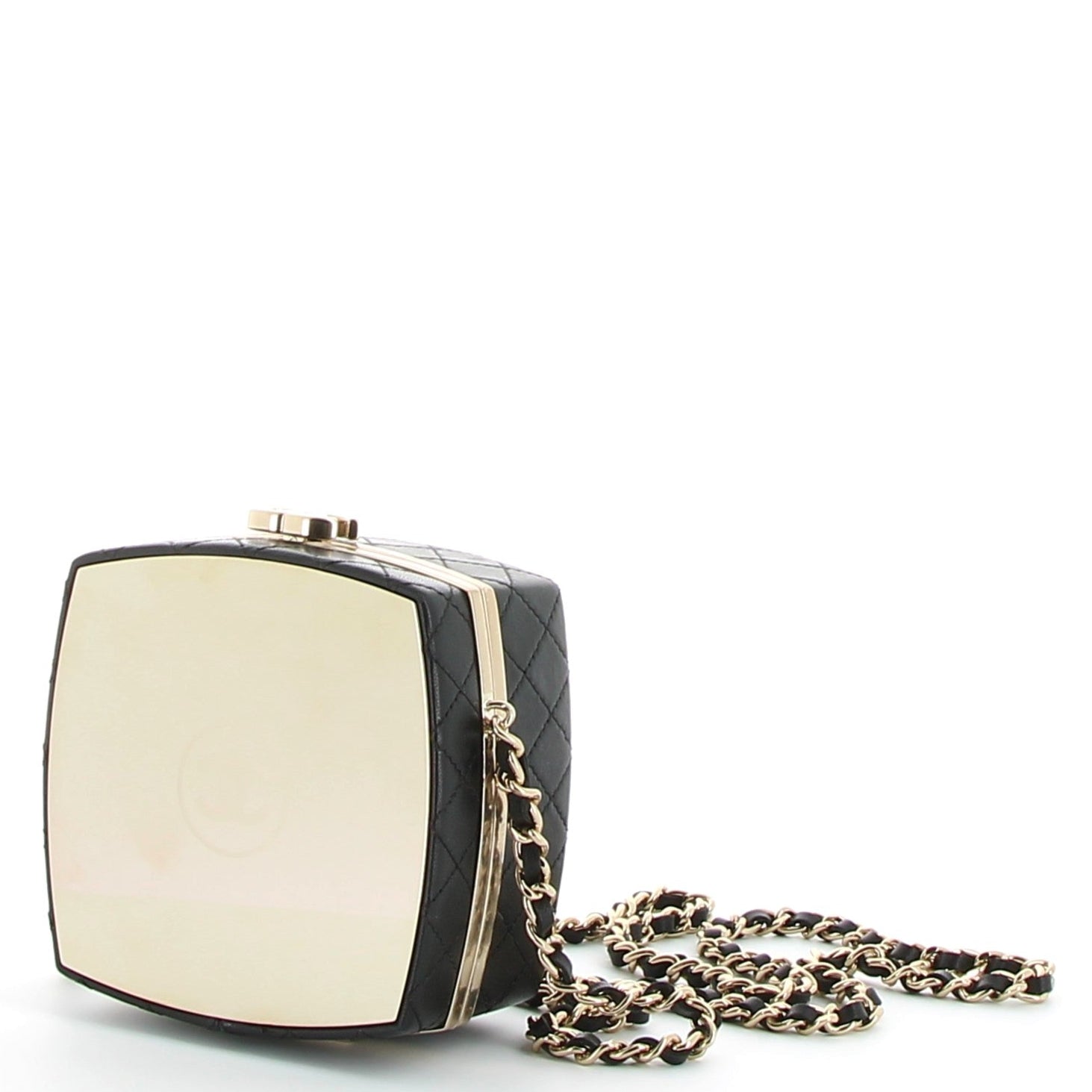 CHANEL Sac Poudrier Cuir Lisse de Veau Finition Or Jaune