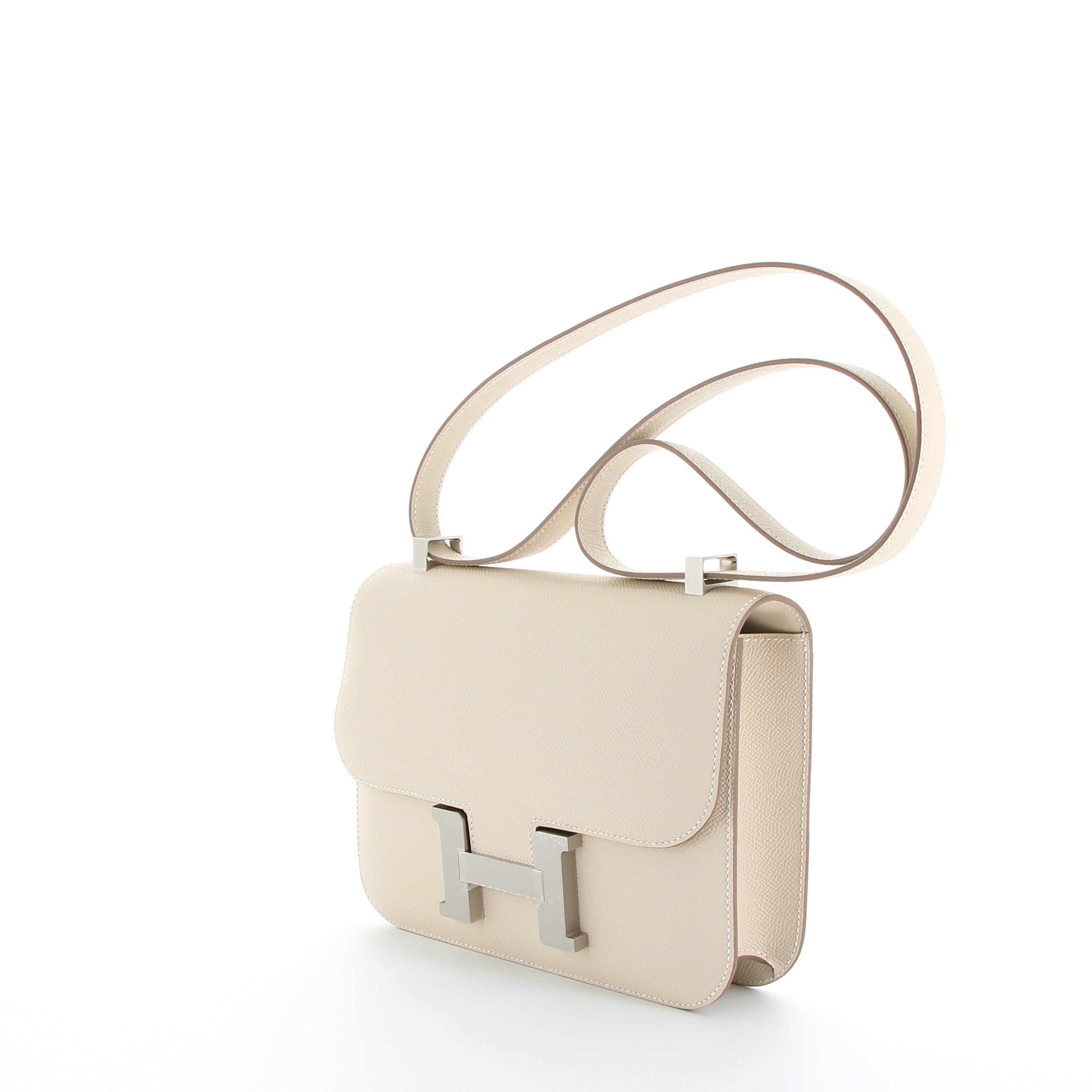 HERMÈS Constance 24 cuir Epsom Craie finition palladium