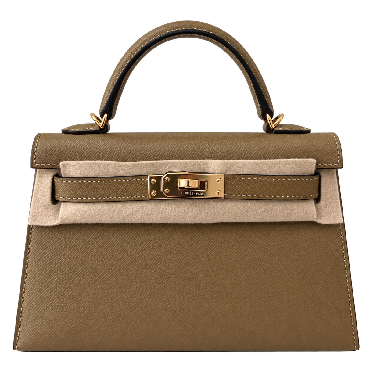 HERMÈS KELLY 20 MINI KELLY II DUNE VEAU MADAME FINITION PERMABRASS