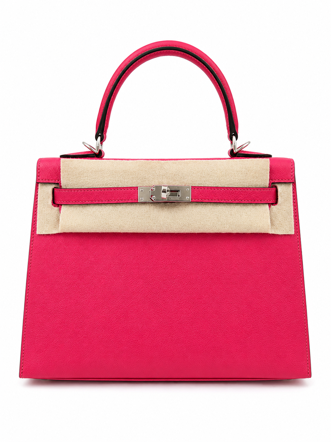 HERMÈS KELLY 25 CHÈVRE CHAMKILA FRAMBOISE FINITION PALLADIÉ