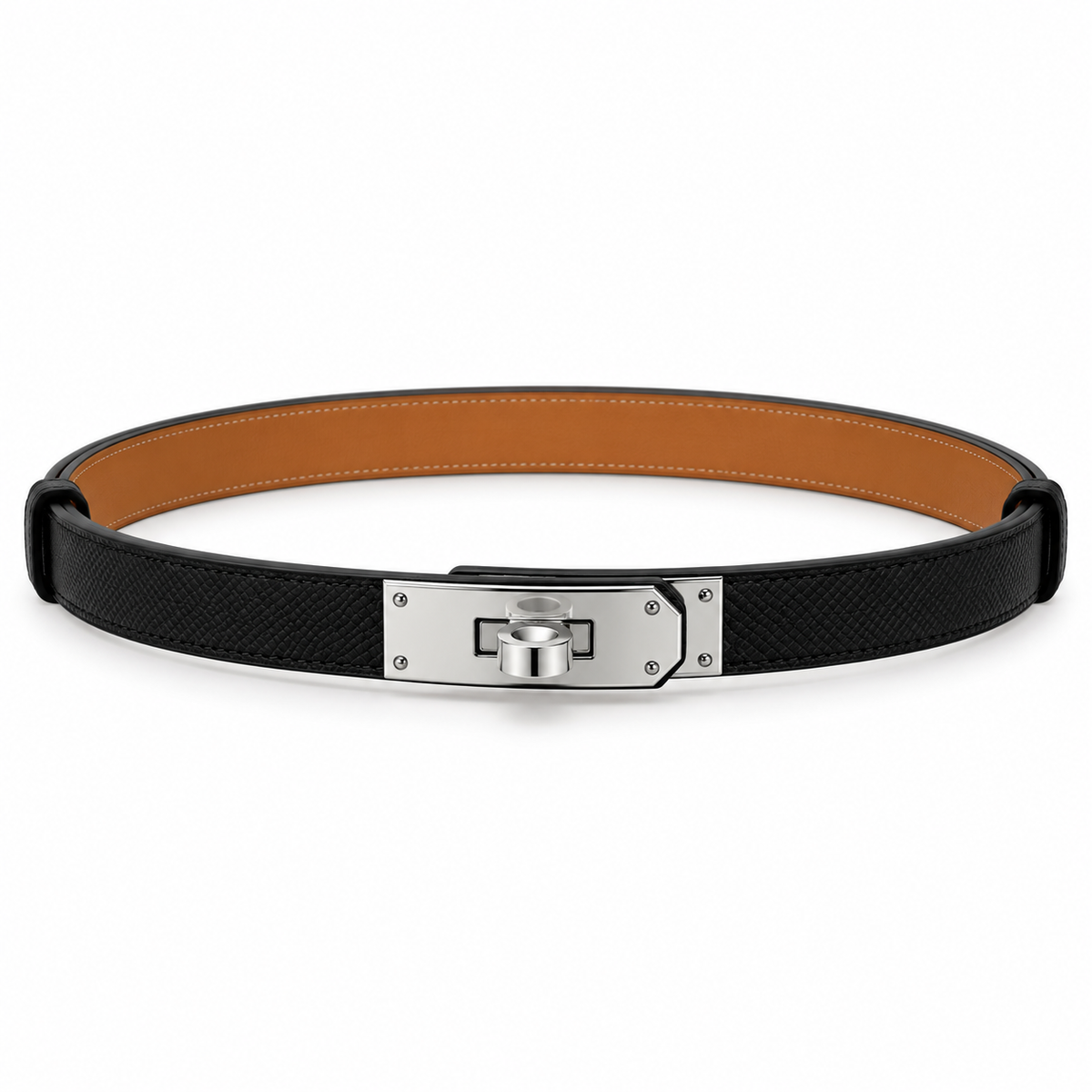 HERMÈS KELLY BELT 18 NOIR EPSOM PHW