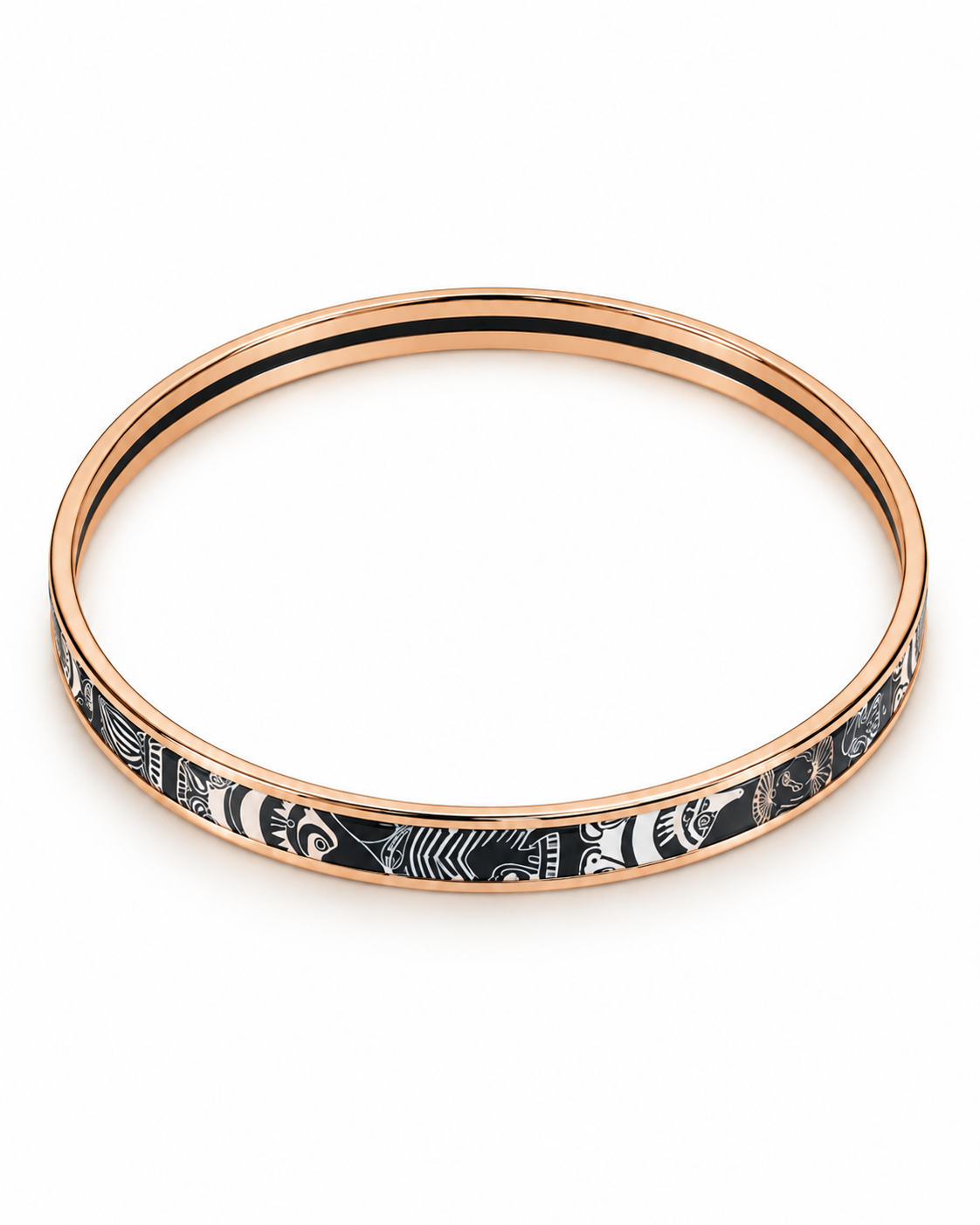 HERMÈS BRACELET JONC EXTRA FIN TRAFFIC JAM LUEUR ANTHRACITE FINITION OR ROSE