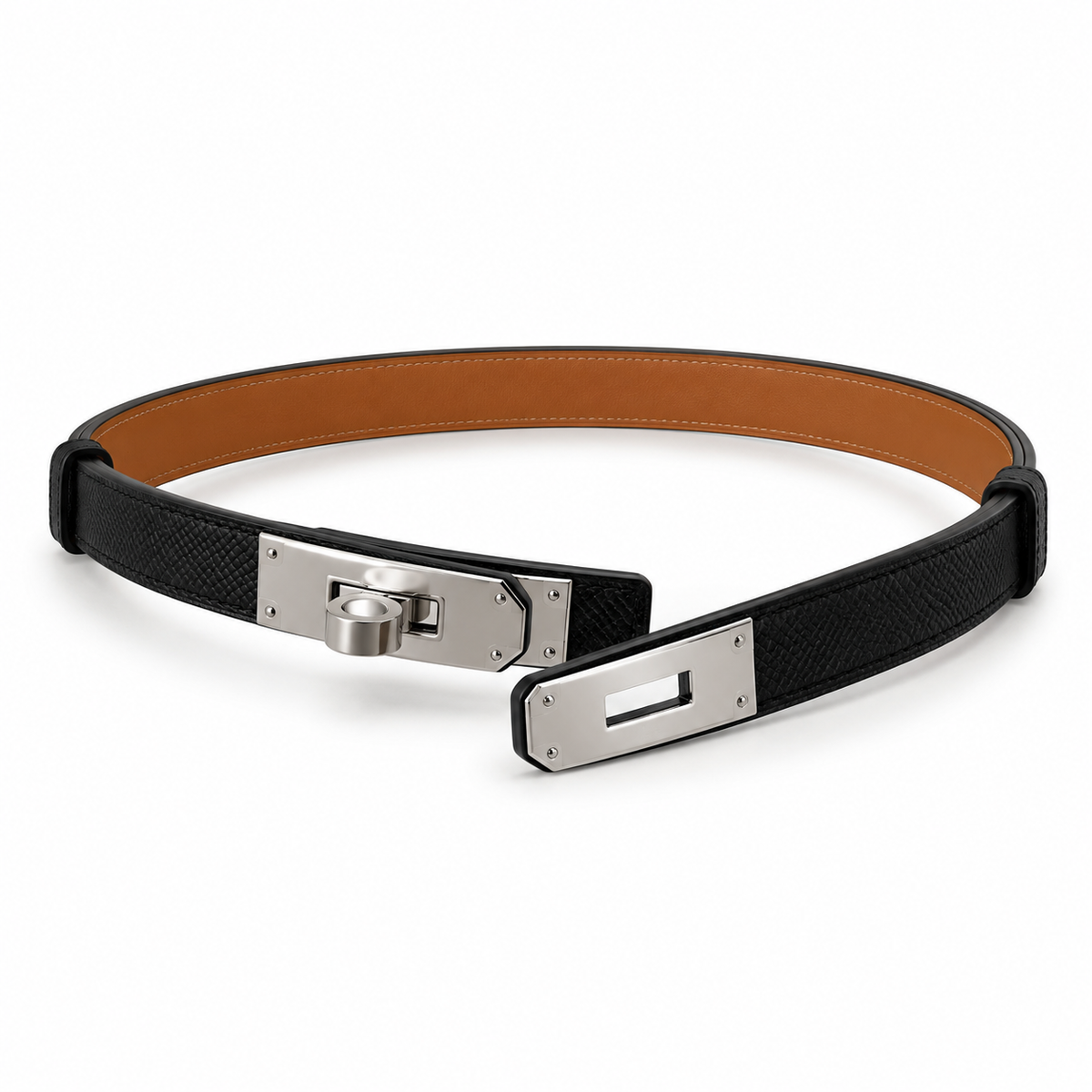 HERMÈS KELLY BELT 18 NOIR EPSOM PHW