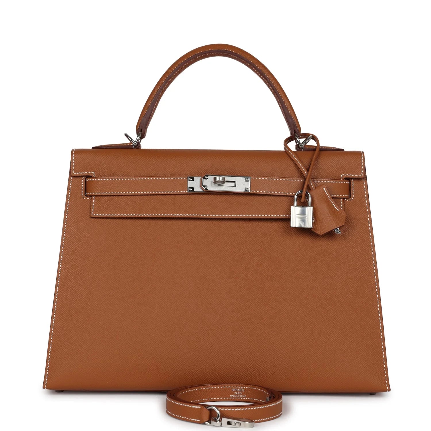 HERMES Kelly 32 Gold Cuir Epsom Finition Palladié