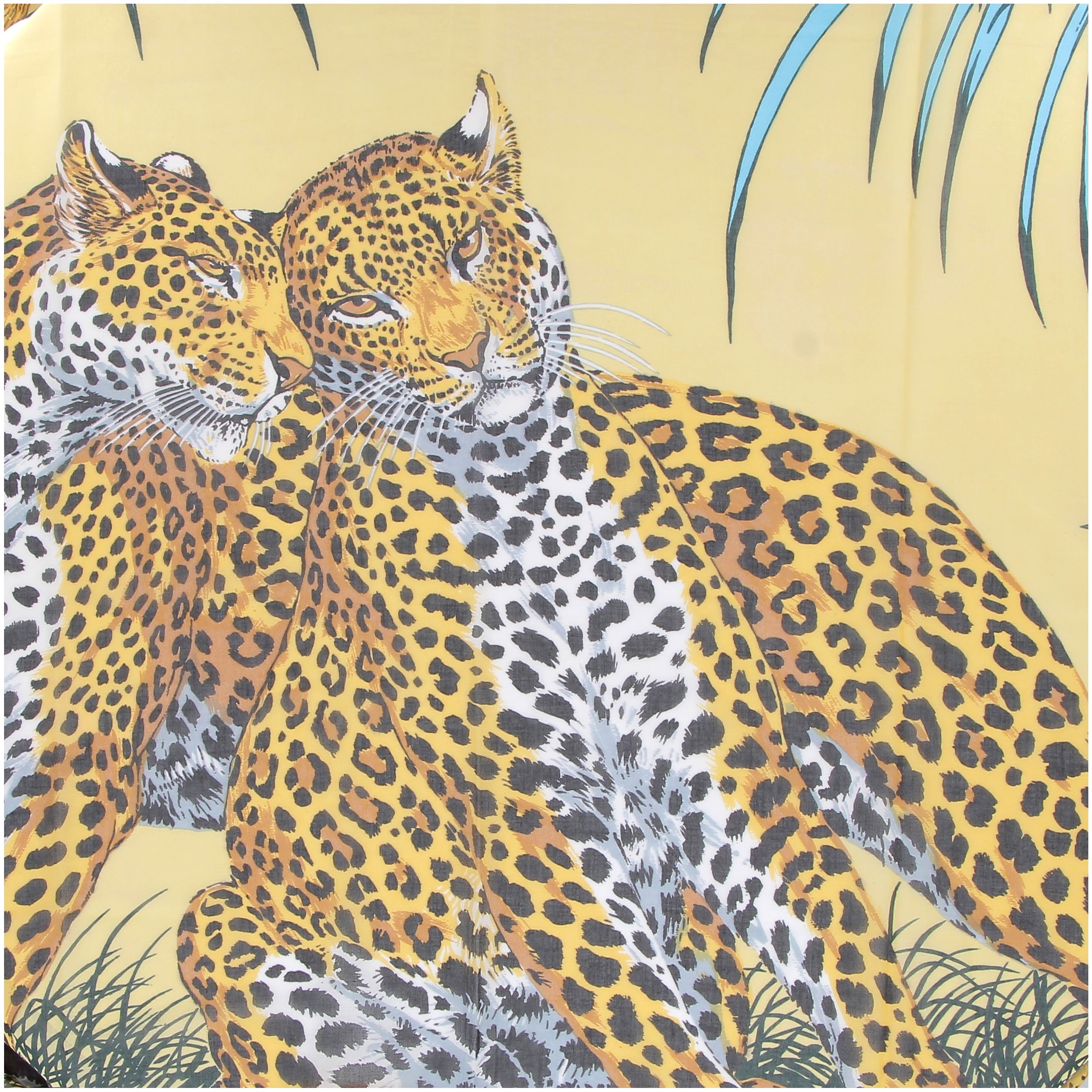 HERMES Paréo imprimé tigre et fleurs