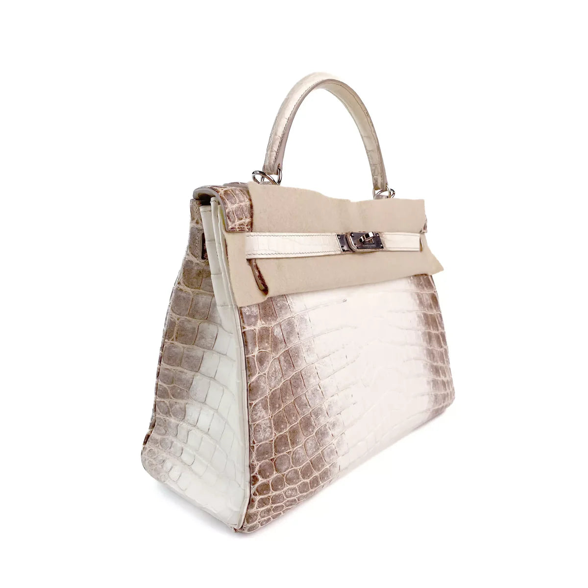 HERMES Kelly 28 Himalaya Crocodile Niloticus Finition Palladié