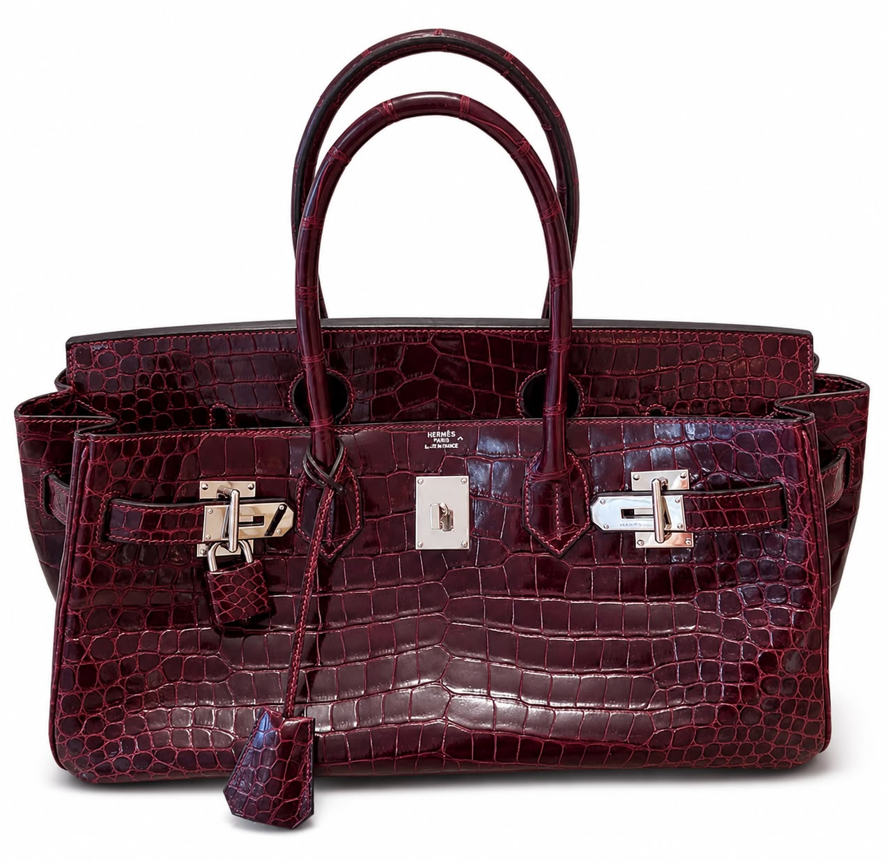 HERMÈS BIRKIN SHOULDER JPG 42 BORDEAUX BRILLANT FINITION PALLADIÉ