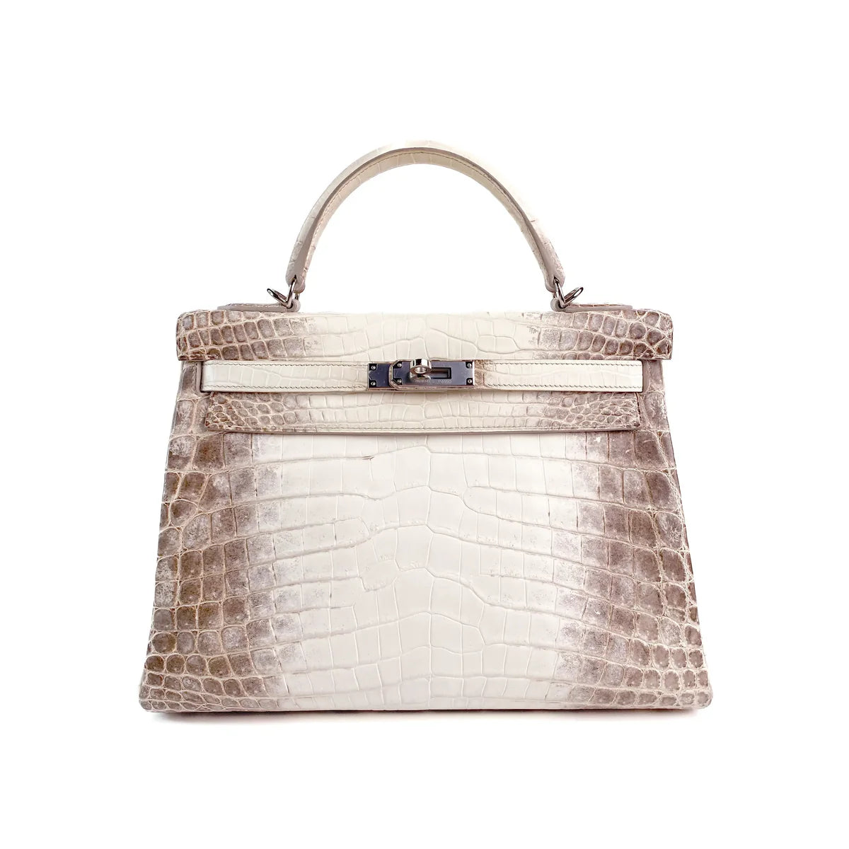 HERMES Kelly 28 Himalaya Crocodile Niloticus Finition Palladié