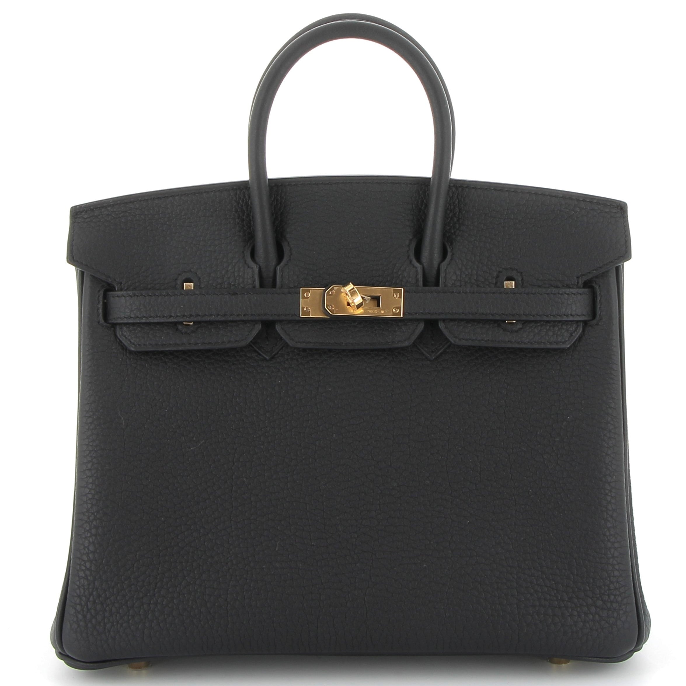 HERMES Birkin 25 Noir Togo Finition Or Jaune