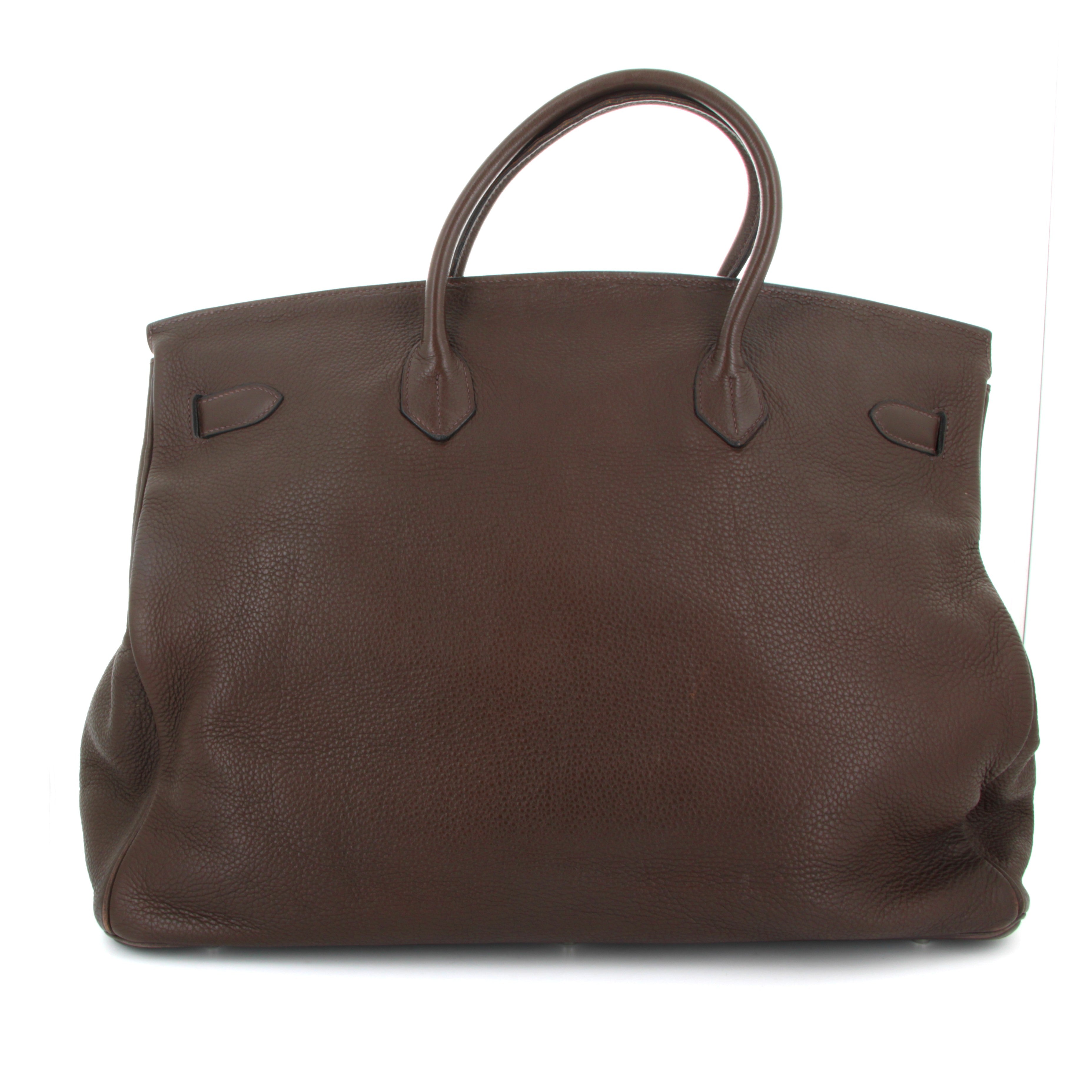 HERMES Birkin 50 Chocolate Taurillion Clemence Finition Palladium