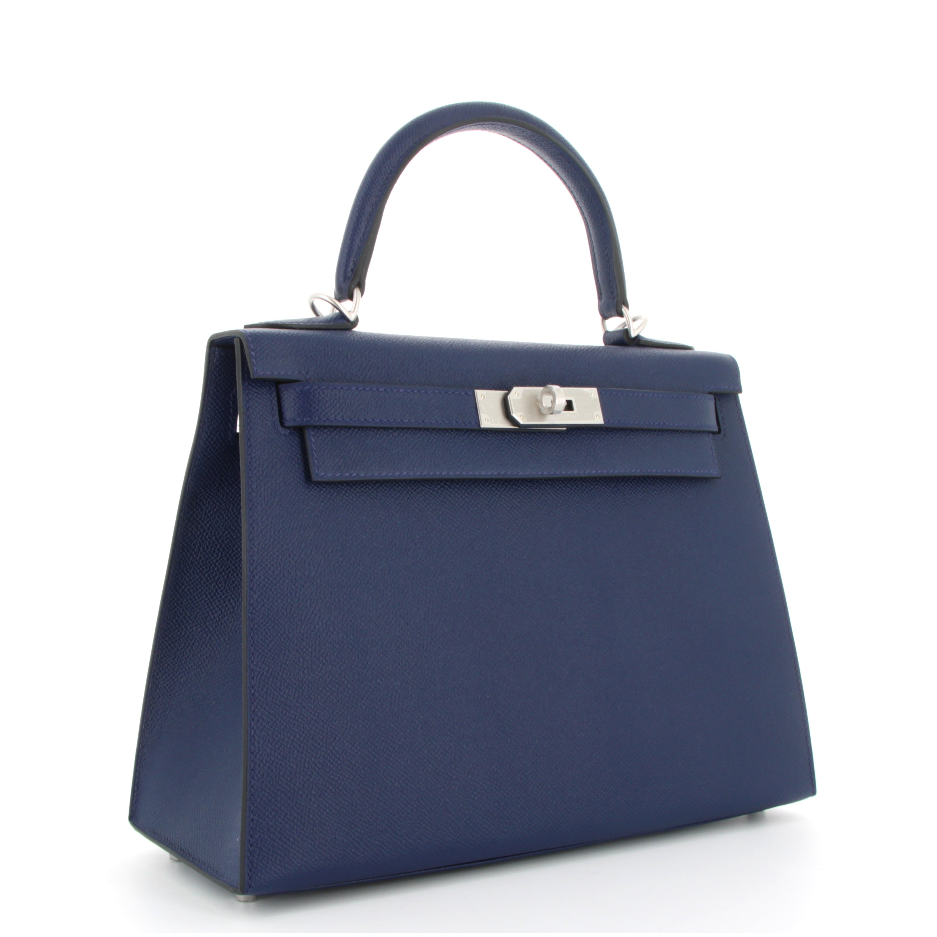 Kelly 28 Blue Saphire Verso Blue Indigo perso Epsom Finition Paladium Brossé