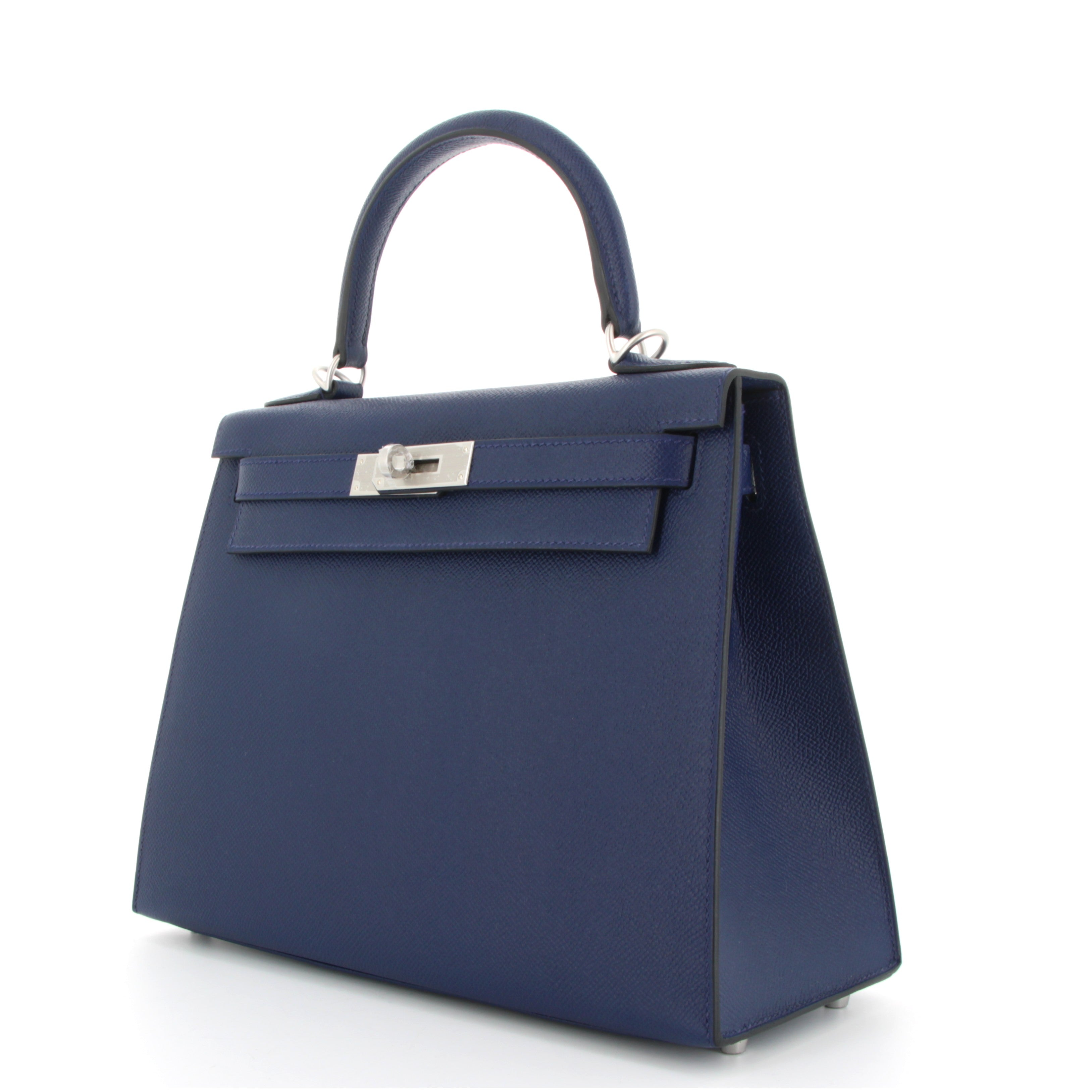 Kelly 28 Blue Saphire Verso Blue Indigo perso Epsom Finition Paladium Brossé