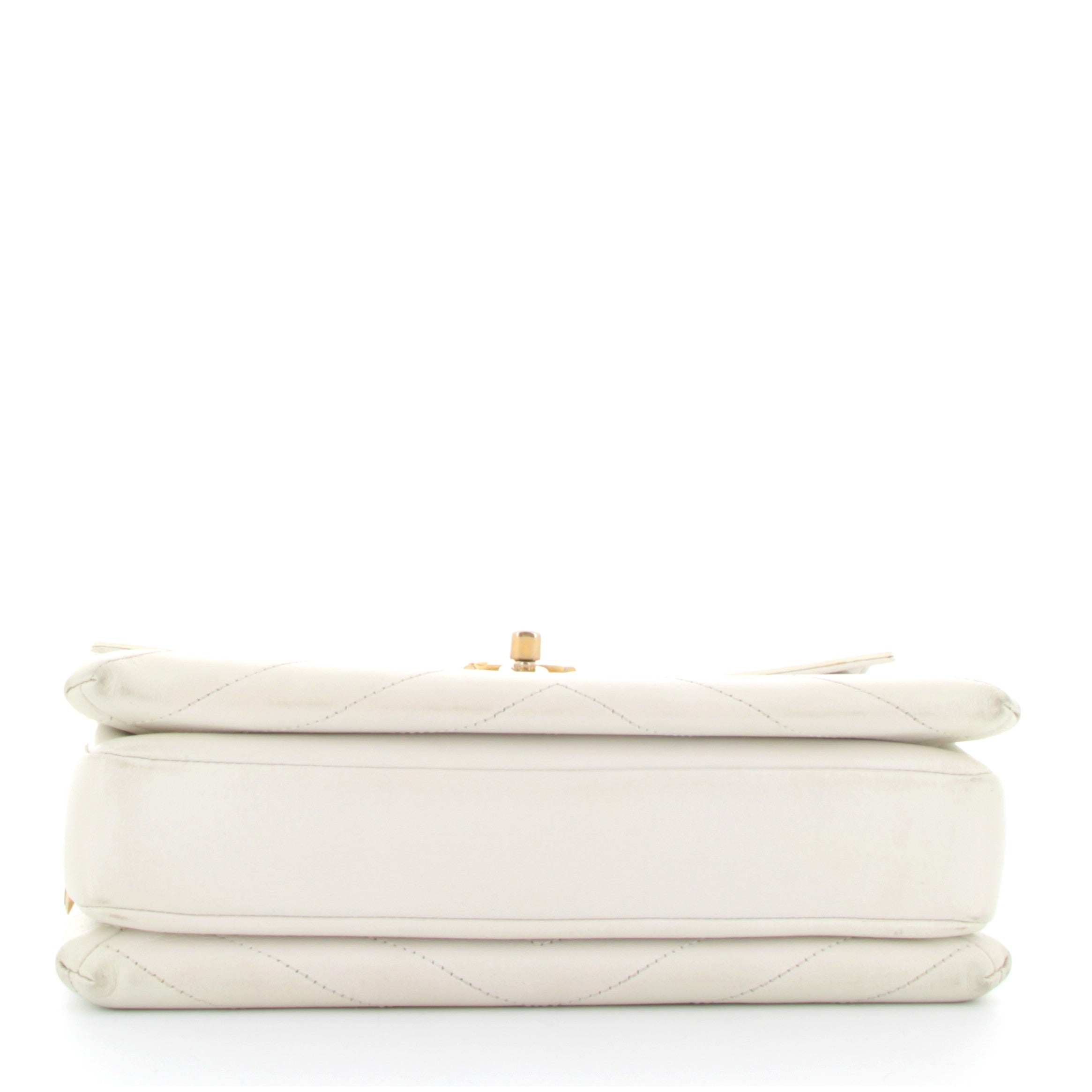 Chanel Blanc en Cuir Timeless Classique Finition Or Jaune