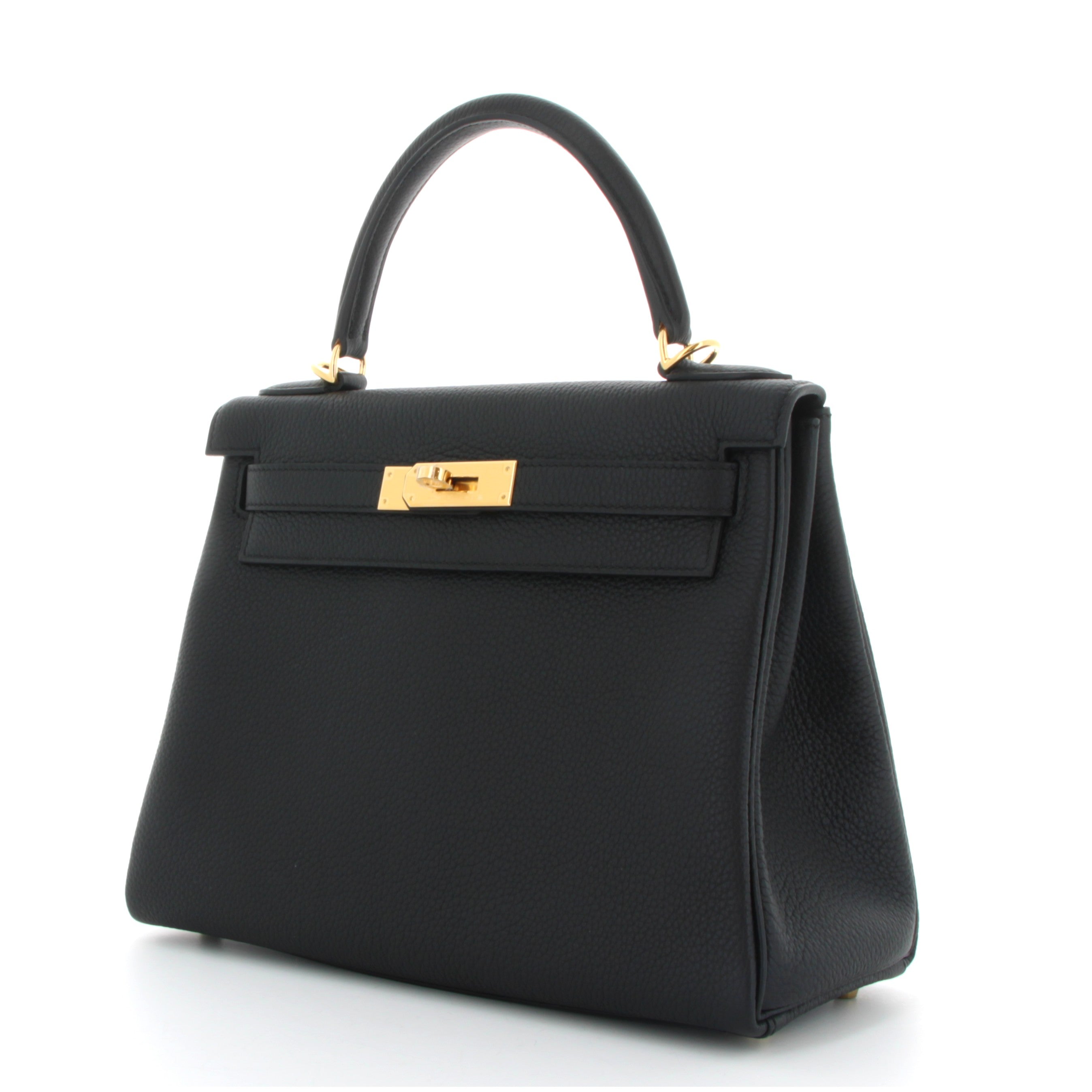 Hermes Kelly 28 Noir Togo Finition Or Jaune