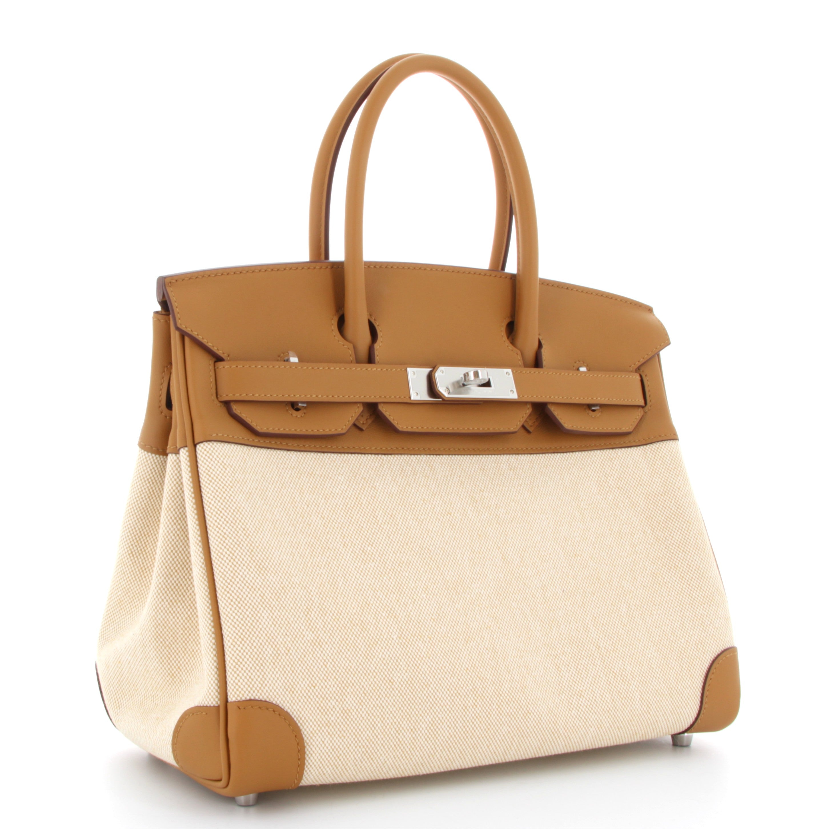 Hermes Birkin 30 Toile Gold Swift finition Paladié