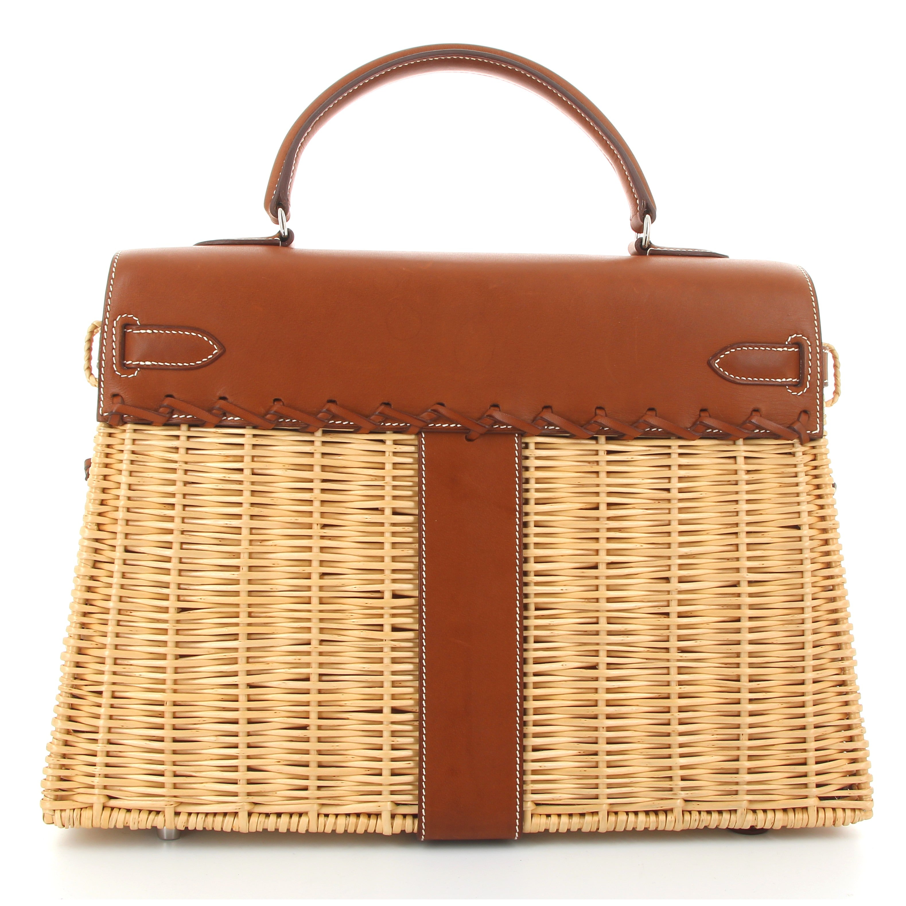 Hermes Kelly 35 Picnic Gold Rotin Barénia Finition Palladié