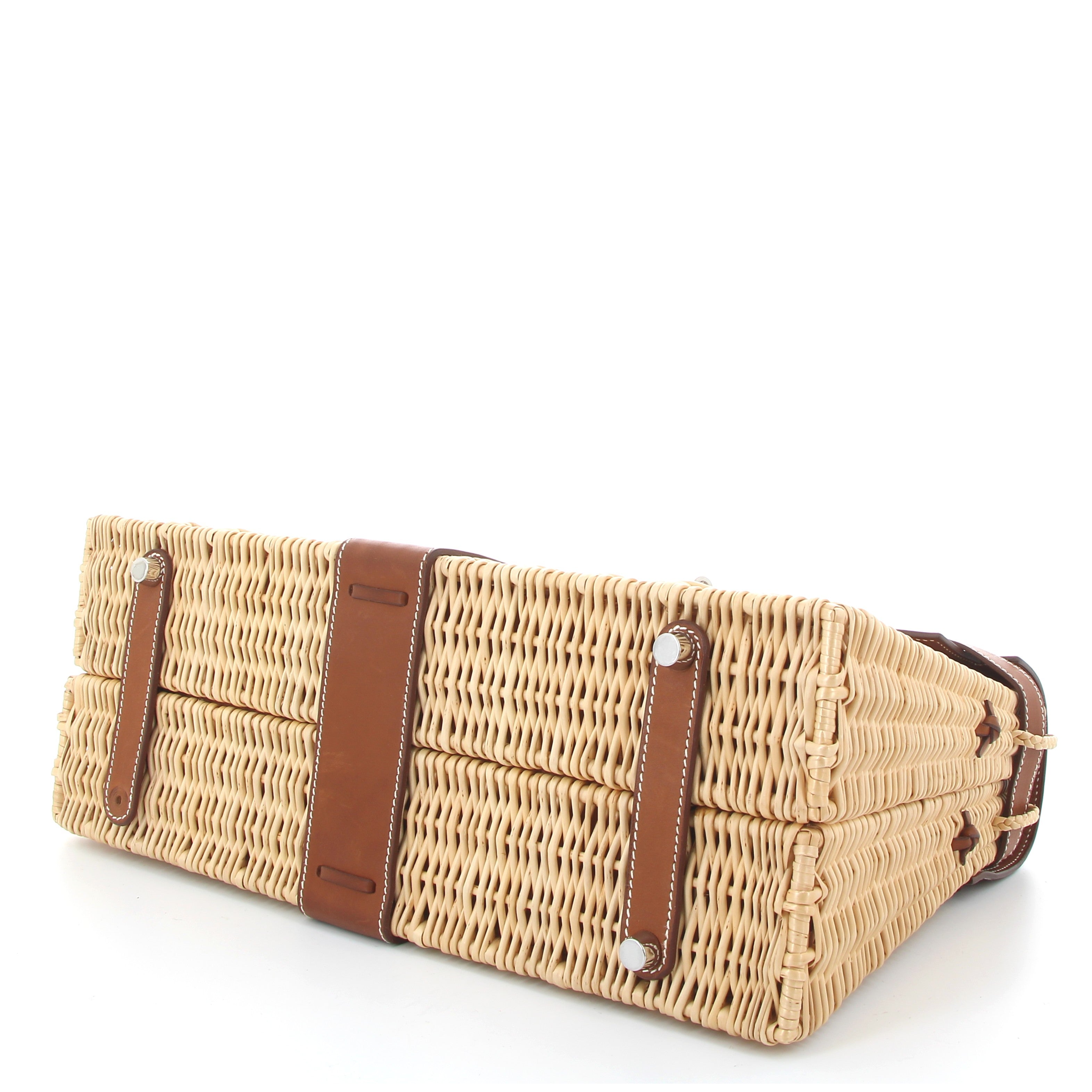Hermes Kelly 35 Picnic Gold Rotin Barénia Finition Palladié