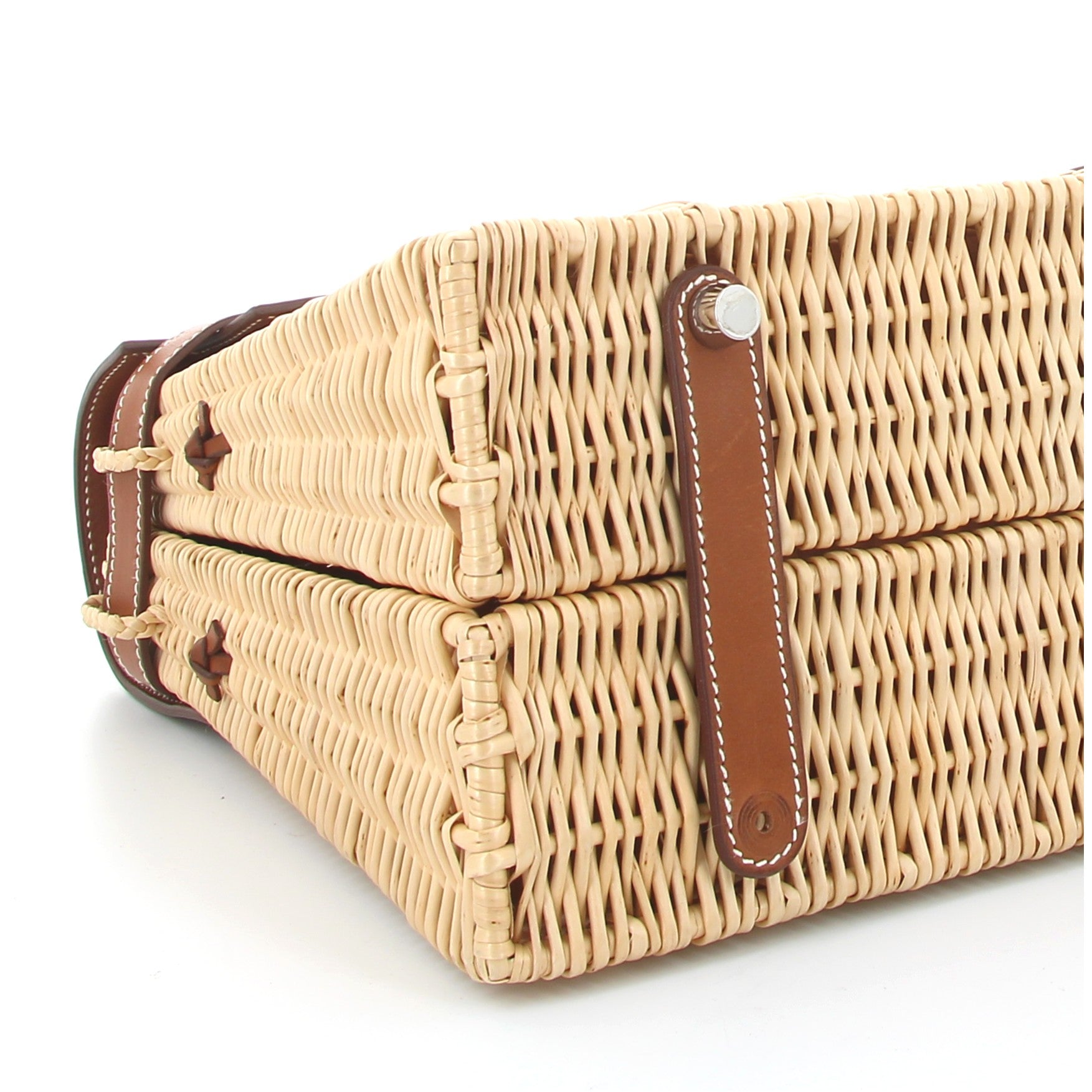 Hermes Kelly 35 Picnic Gold Rotin Barénia Finition Palladié