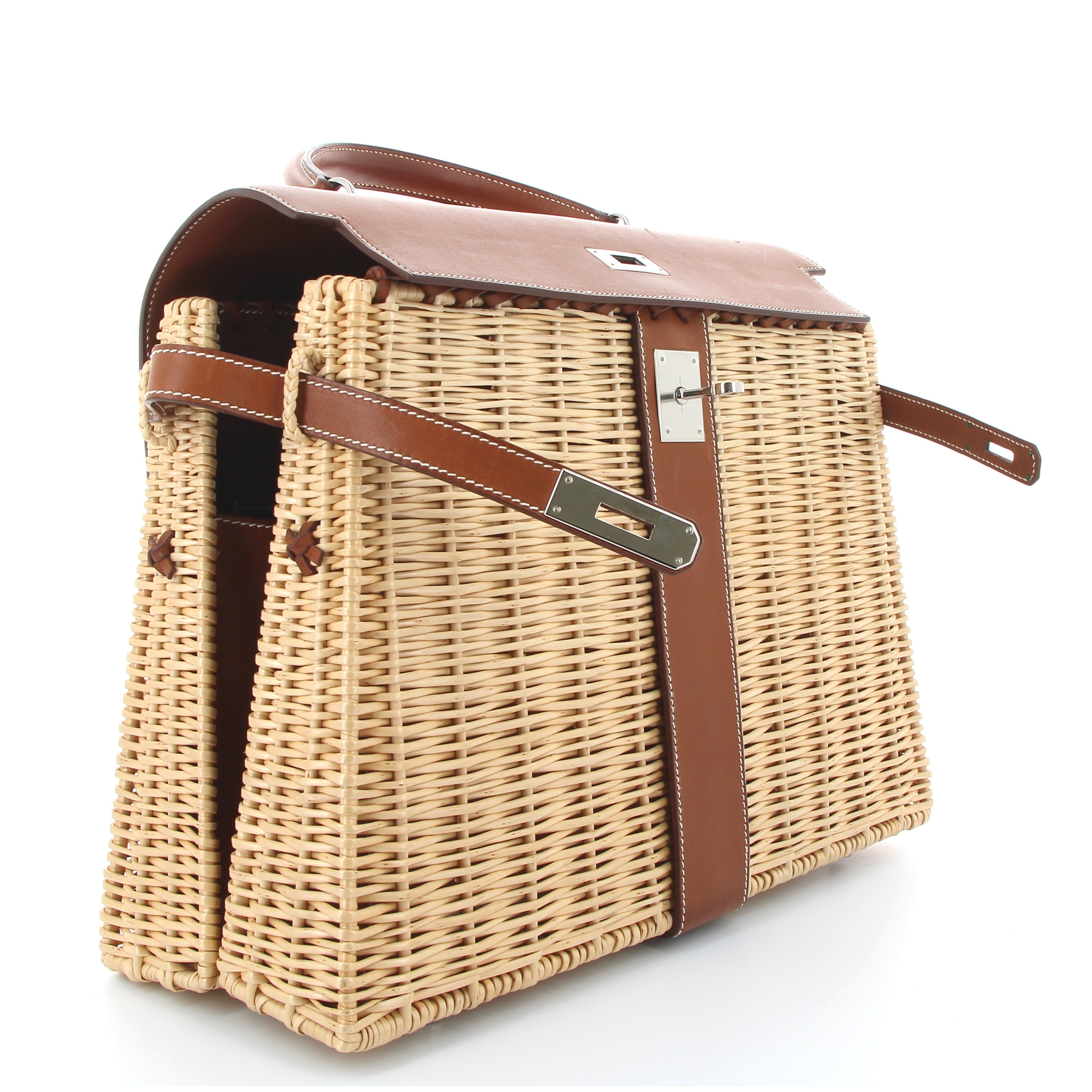 Hermes Kelly 35 Picnic Gold Rotin Barénia Finition Palladié