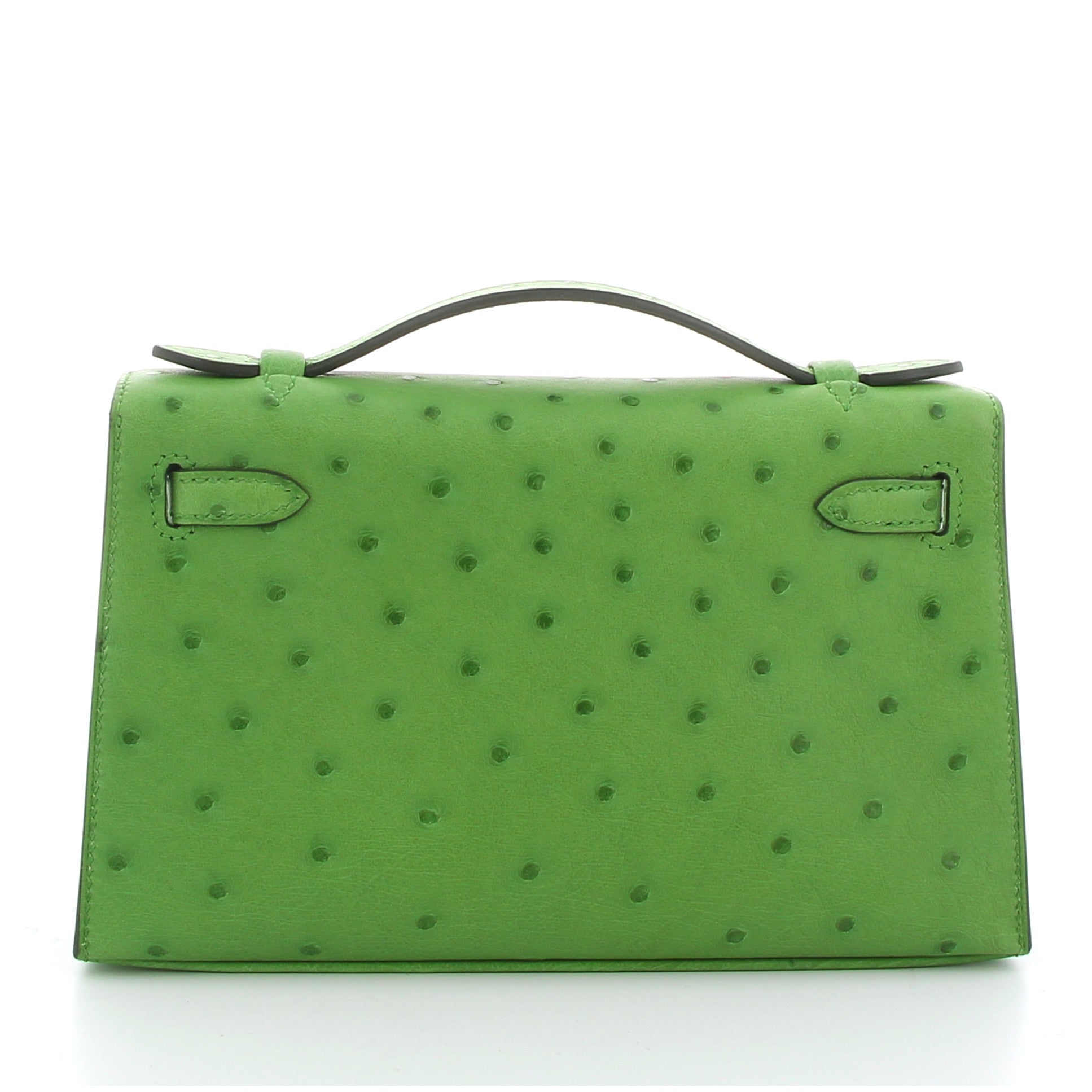 HERMES Kelly Pochette Vert Yucca Swift Finition Palladié