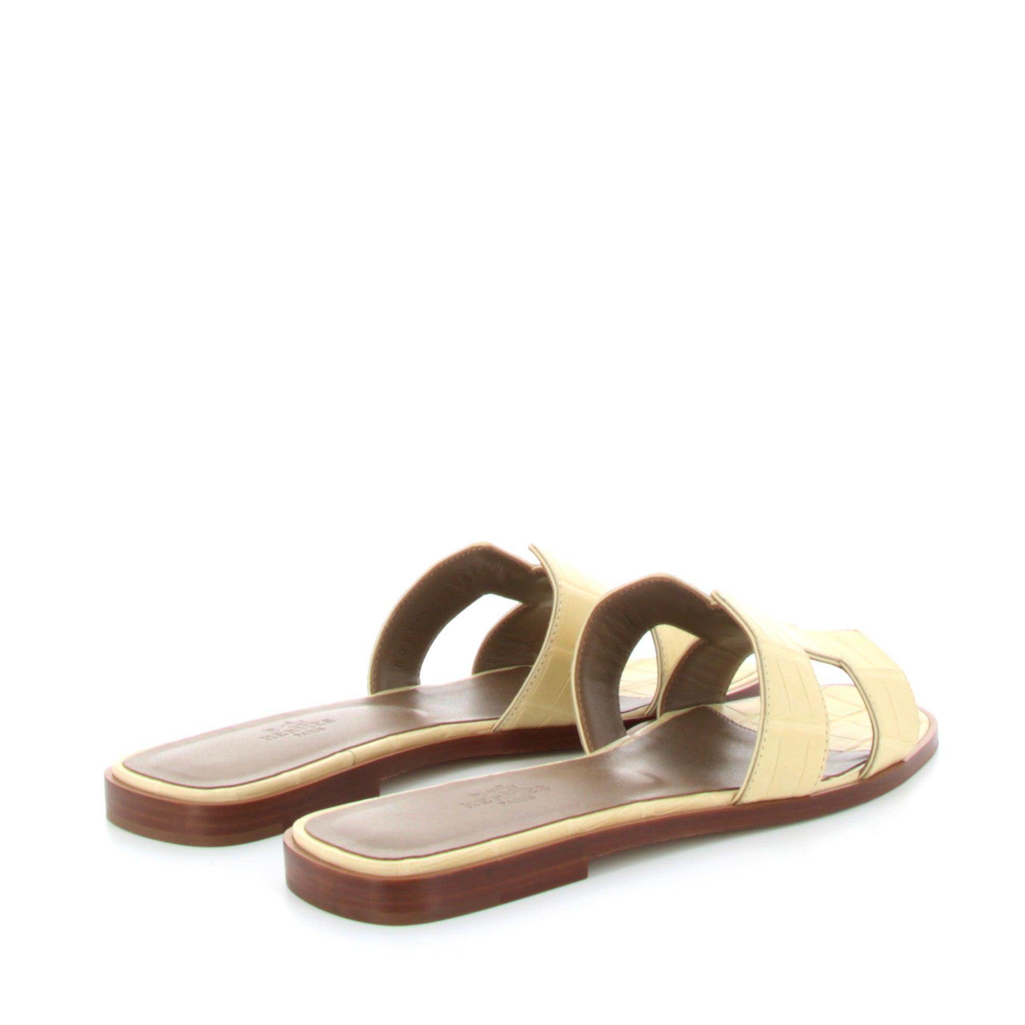 HERMES ORAN SANDALES VANILLE CUIR CROCODILE