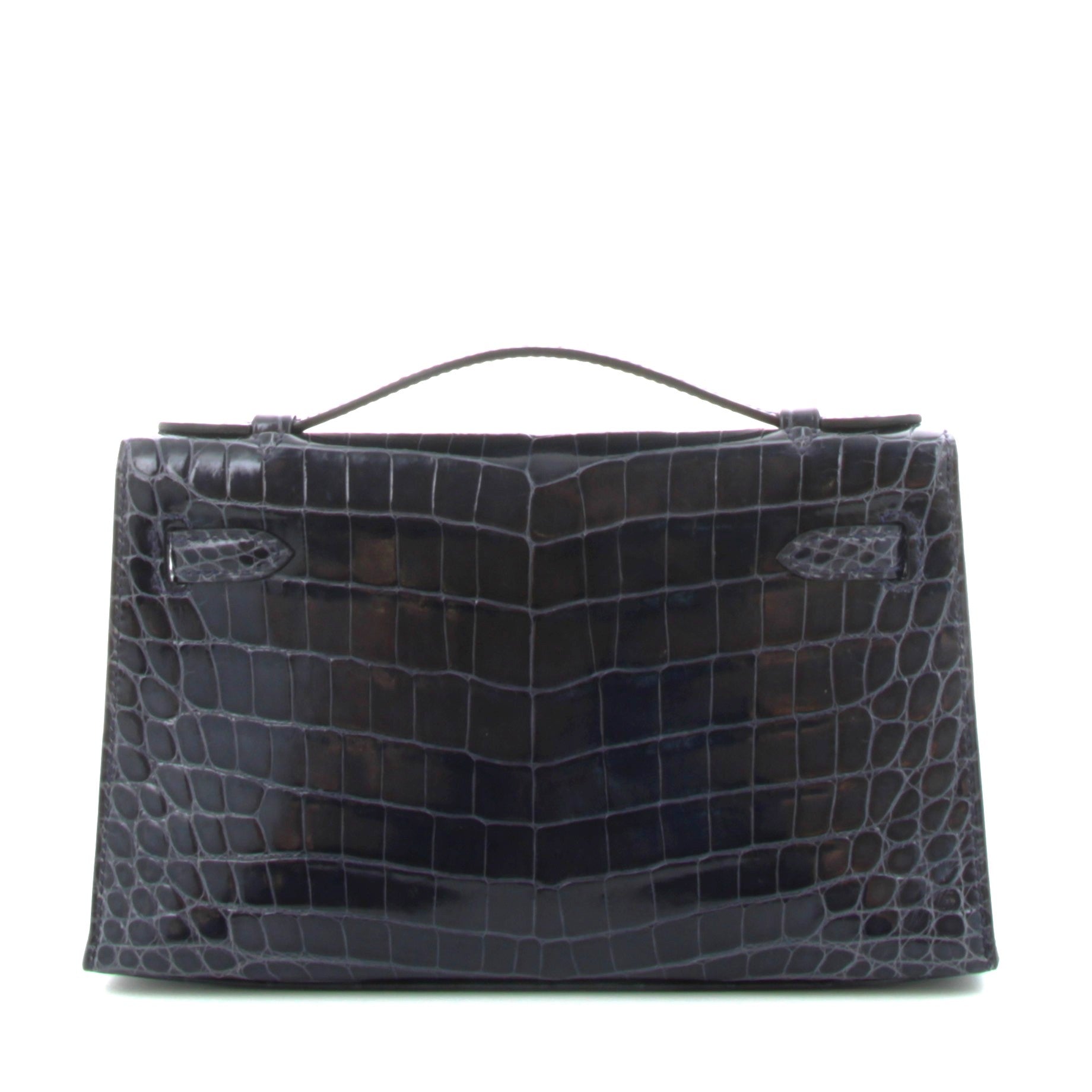 Hermes Kelly Pochette Croco Bleu Abysse Alligator Finition Or Jaune