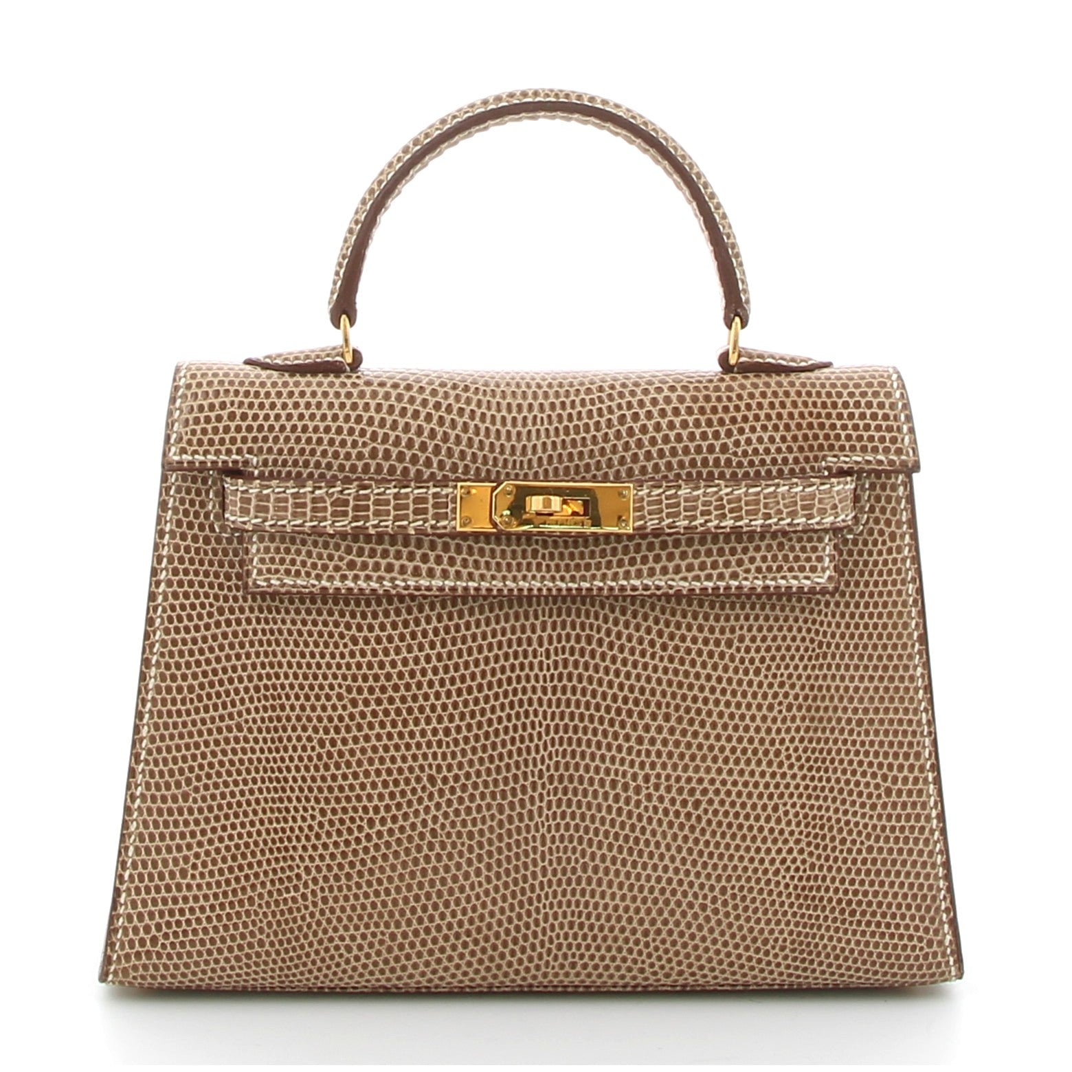 HERMES KELLY 15 LEZARD GRIS FINITION OR JAUNE VINTAGE 1993