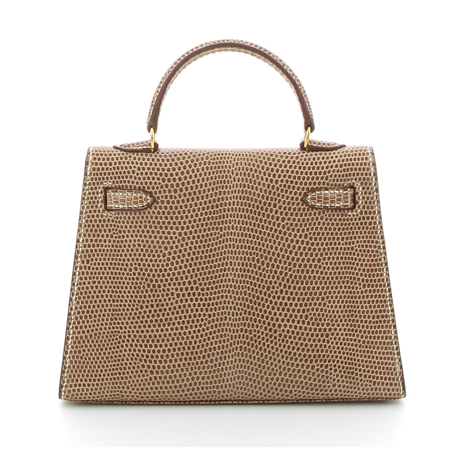 HERMES KELLY 15 LEZARD GRIS FINITION OR JAUNE VINTAGE 1993