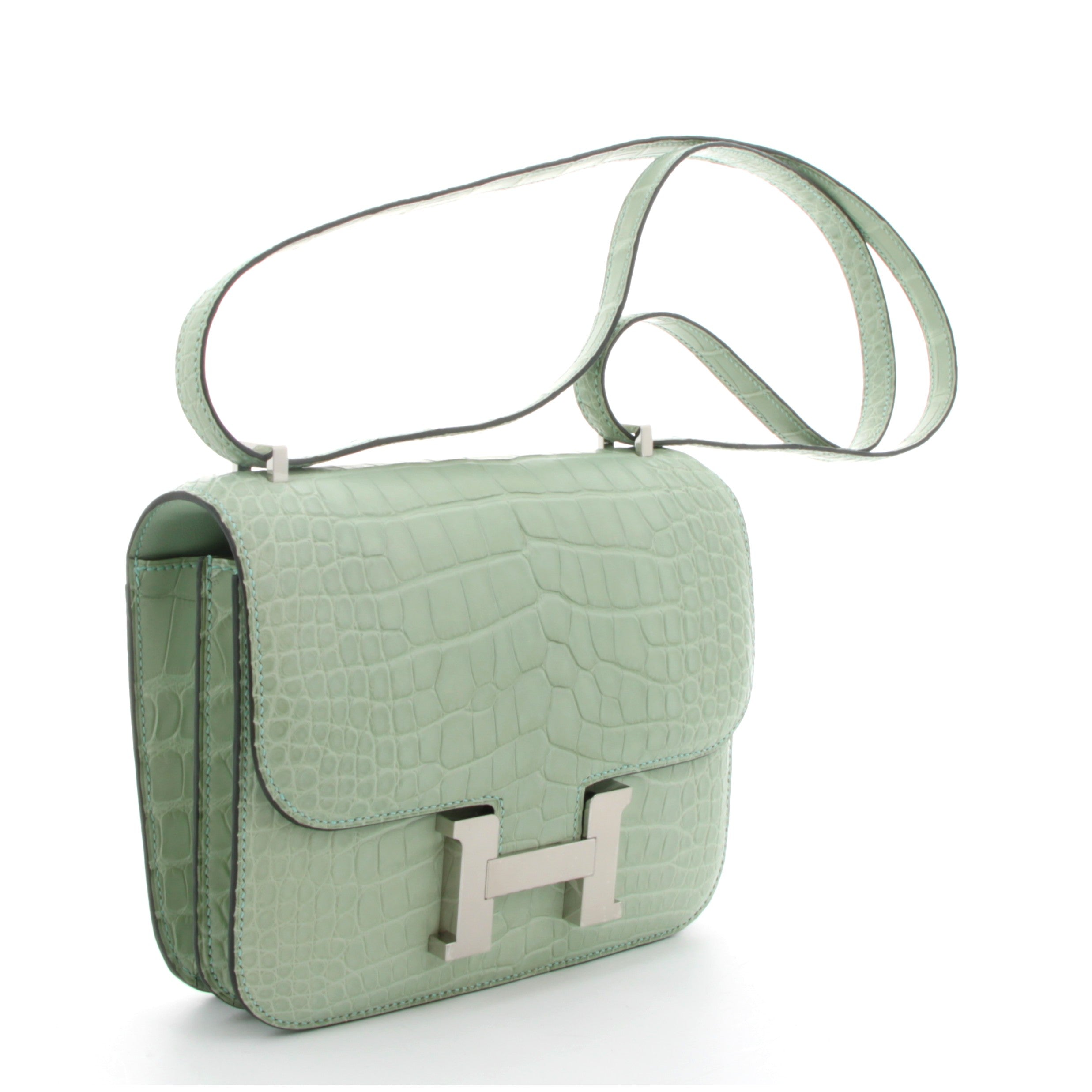 HERMÈS CONSTANCE MINI ALLIGATOR VERT D'EAU PALLADIÉ