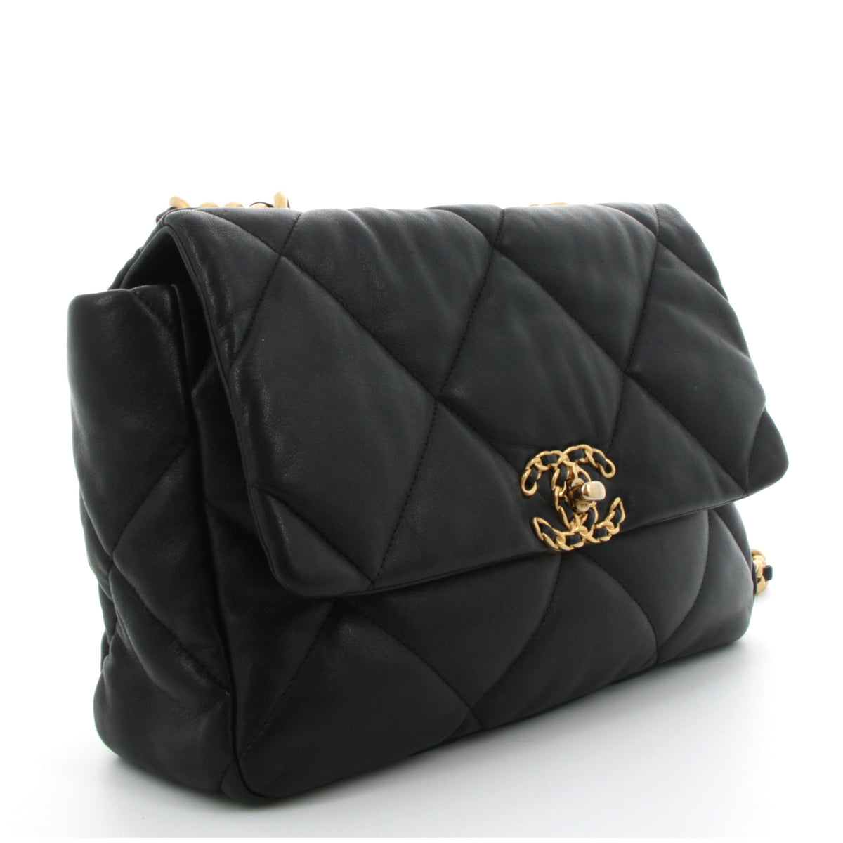 CHANEL 19 NOIR MEDIUM FINITION OR JAUNE ET PALLADIÉ