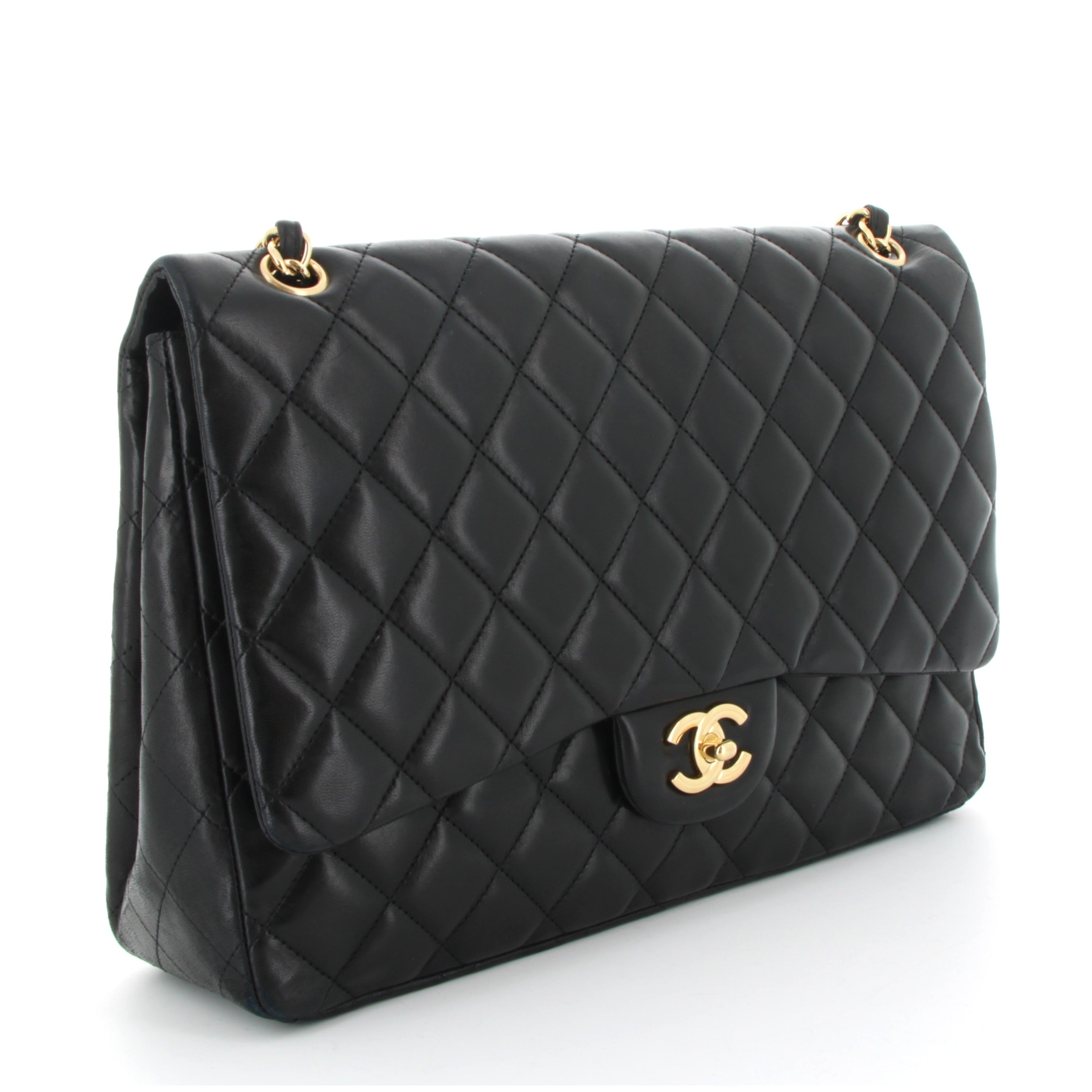 Chanel Classique Maxi Noir Finition Or Jaune