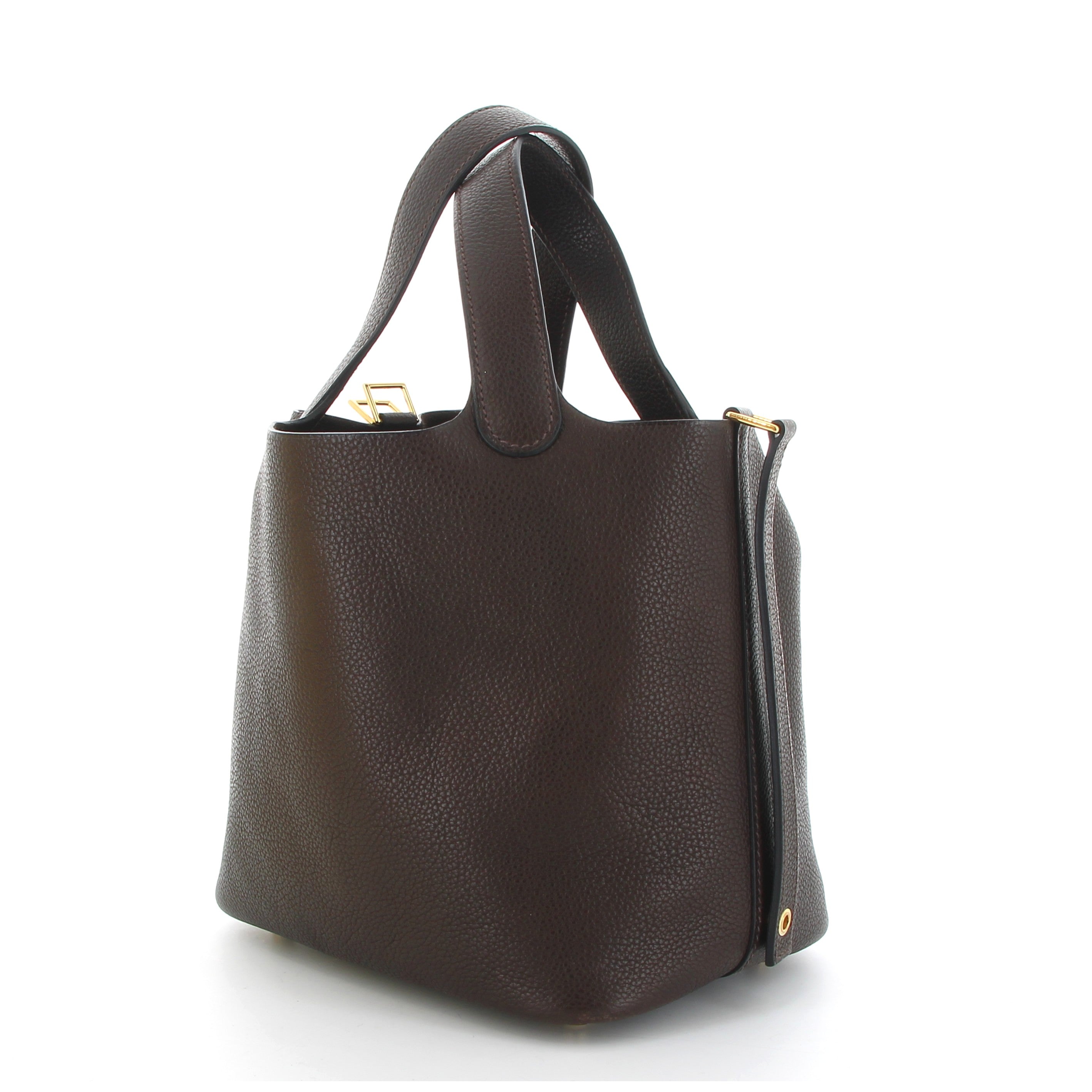 HERMÈS PICOTIN 18 BARENIA FAUBOURG ÉBÈNE FINITION OR JAUNE