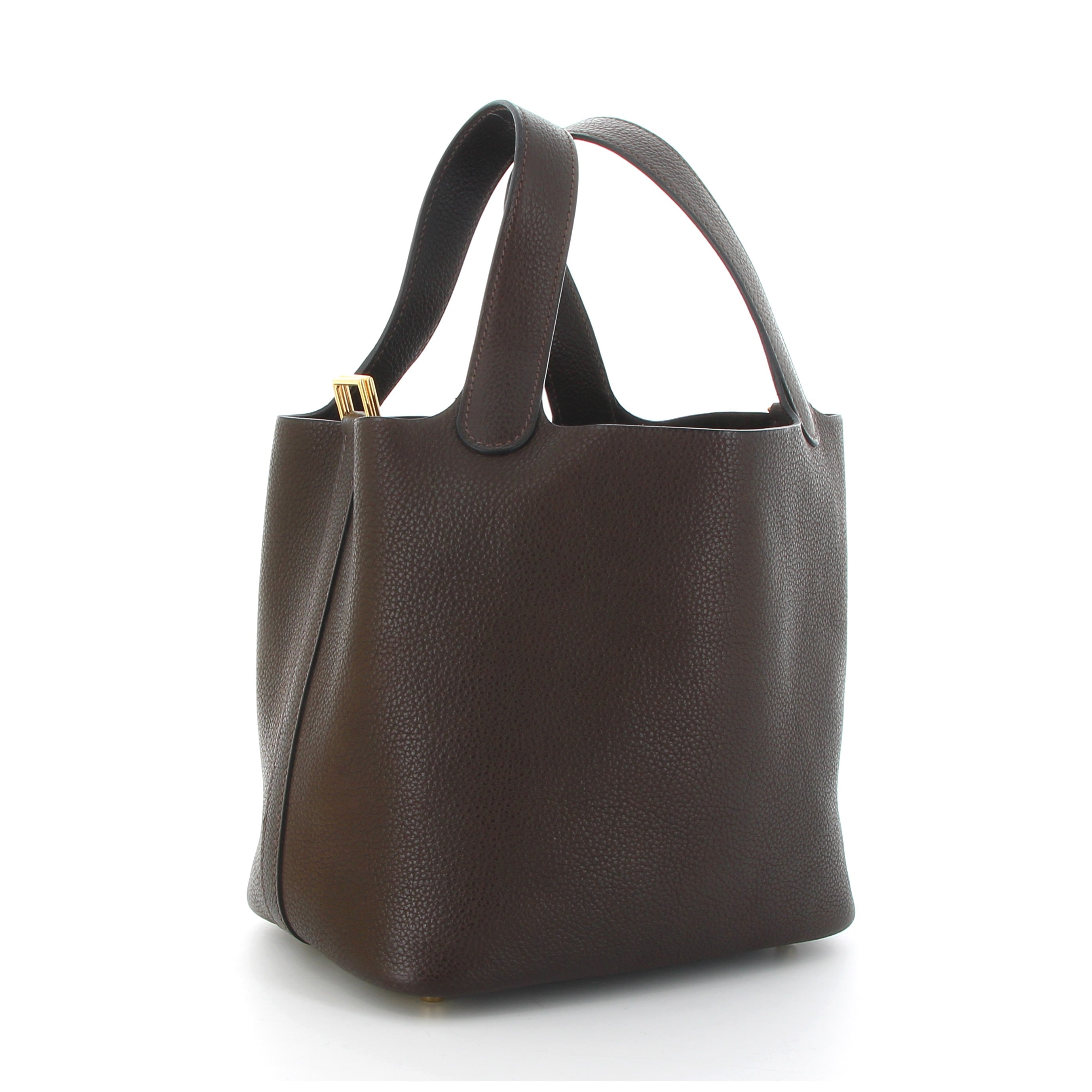 HERMÈS PICOTIN 18 BARENIA FAUBOURG ÉBÈNE FINITION OR JAUNE