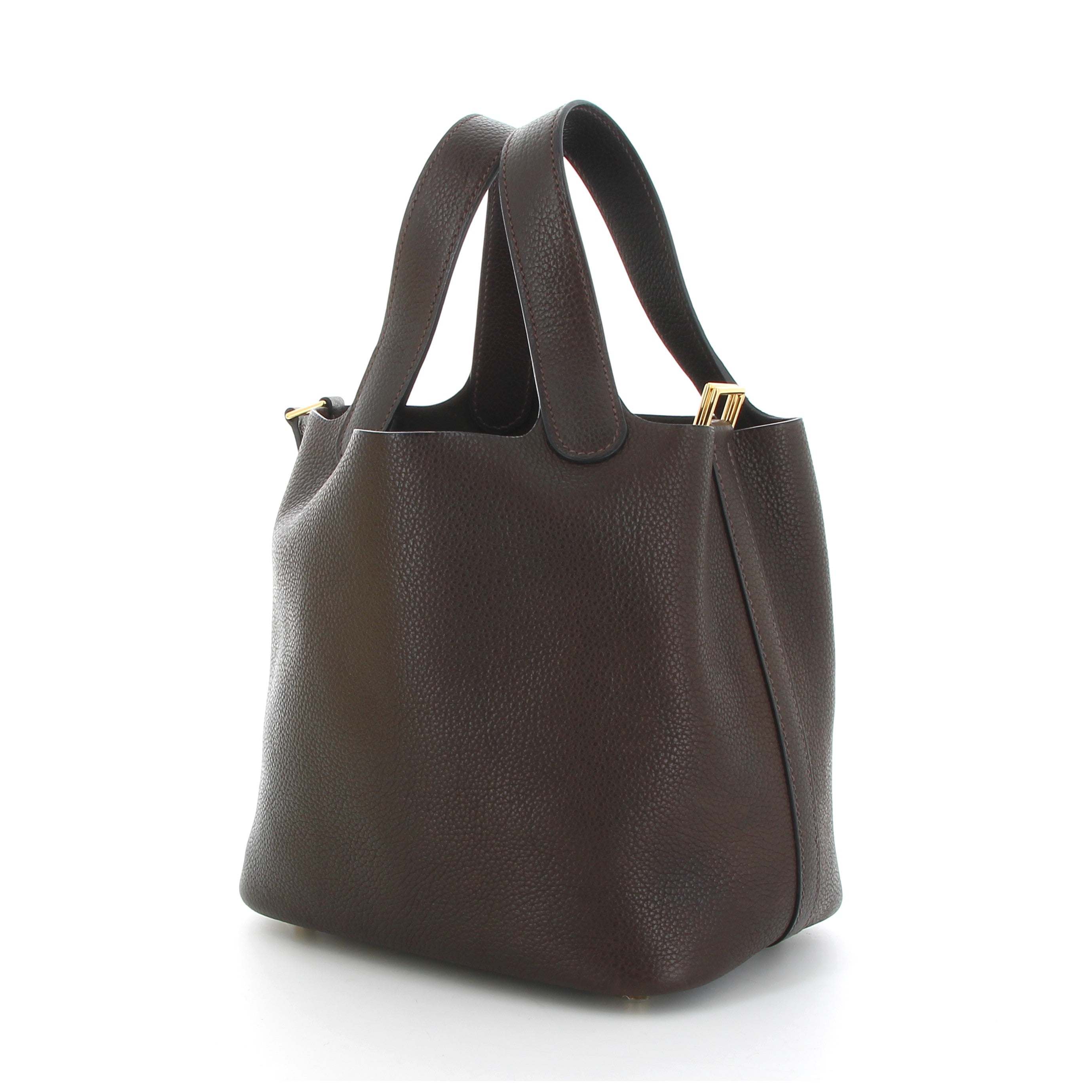 HERMÈS PICOTIN 18 BARENIA FAUBOURG ÉBÈNE FINITION OR JAUNE