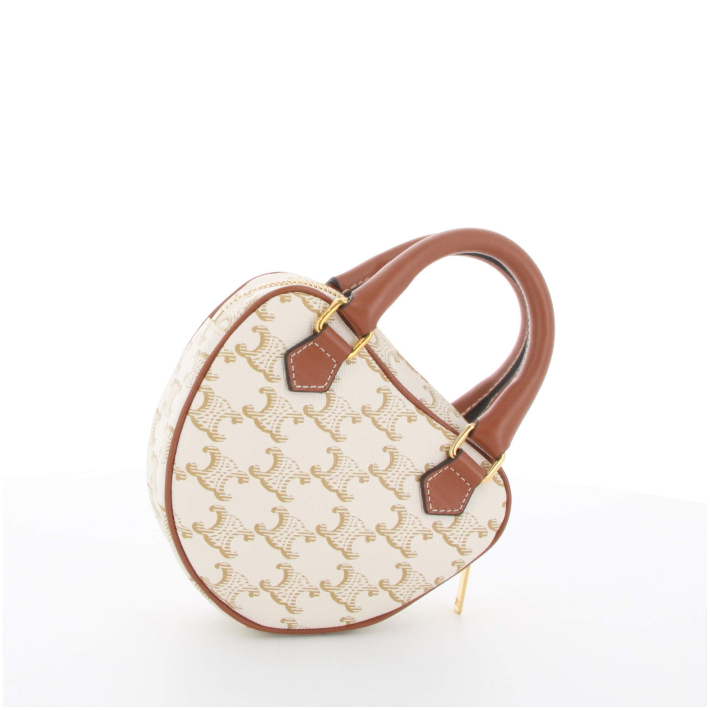 Céline Heart Medium Triomphe En cuir De Veau Blanc Finition Or Jaune