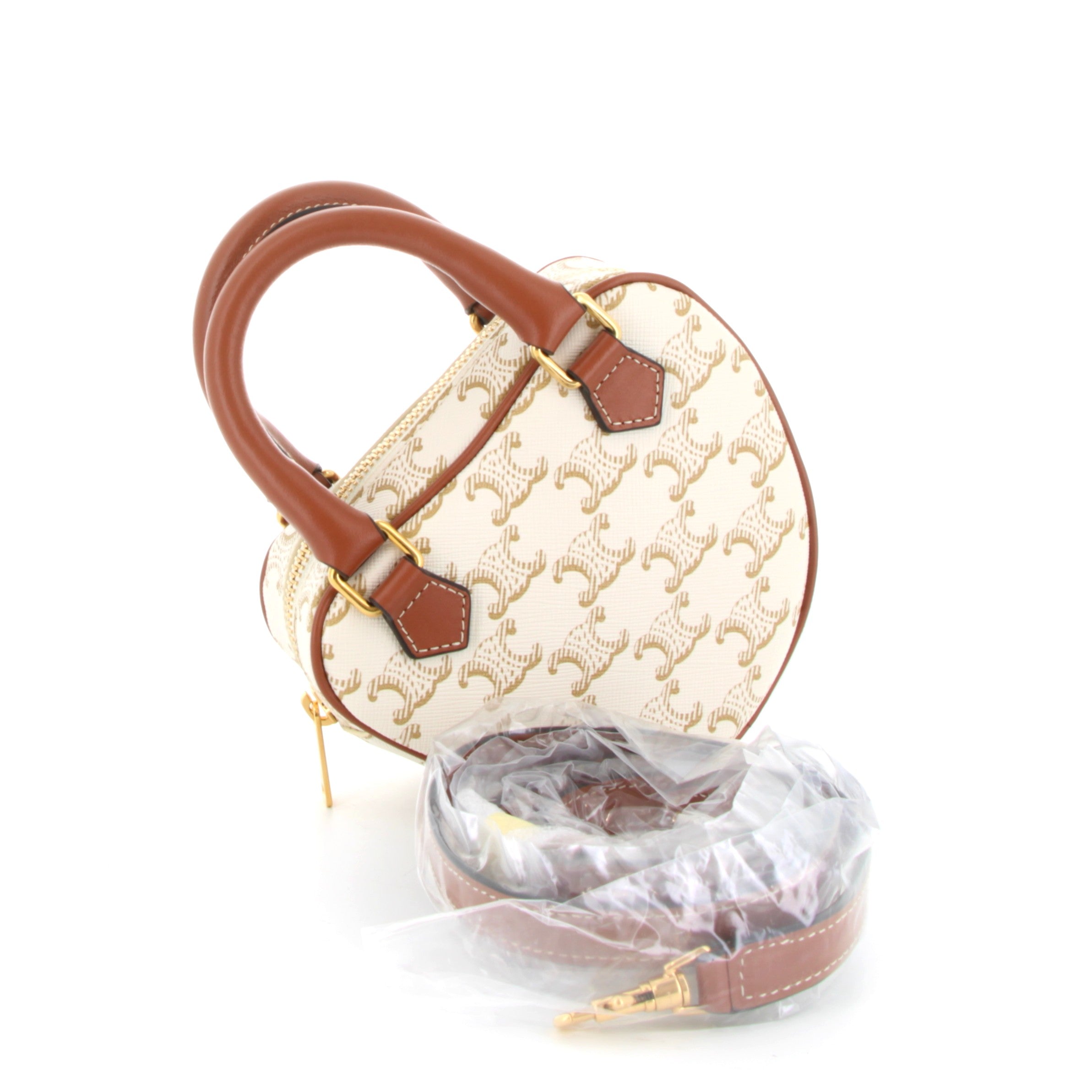 Céline Heart Medium Triomphe En cuir De Veau Blanc Finition Or Jaune