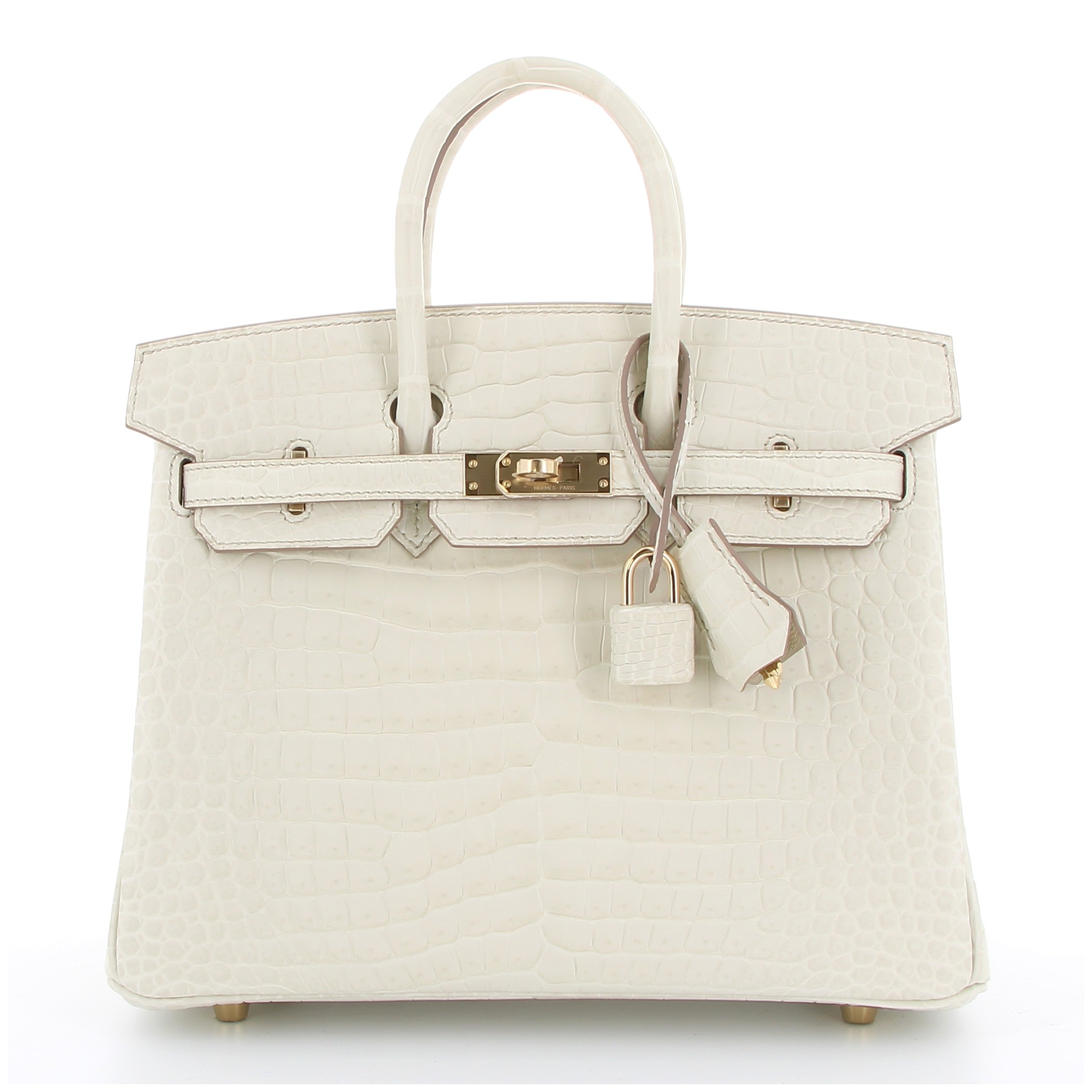 HHERMÈS BIRKIN 25 CROCODILE POROSUS MAT BÉTON FINITION PERMABRASS