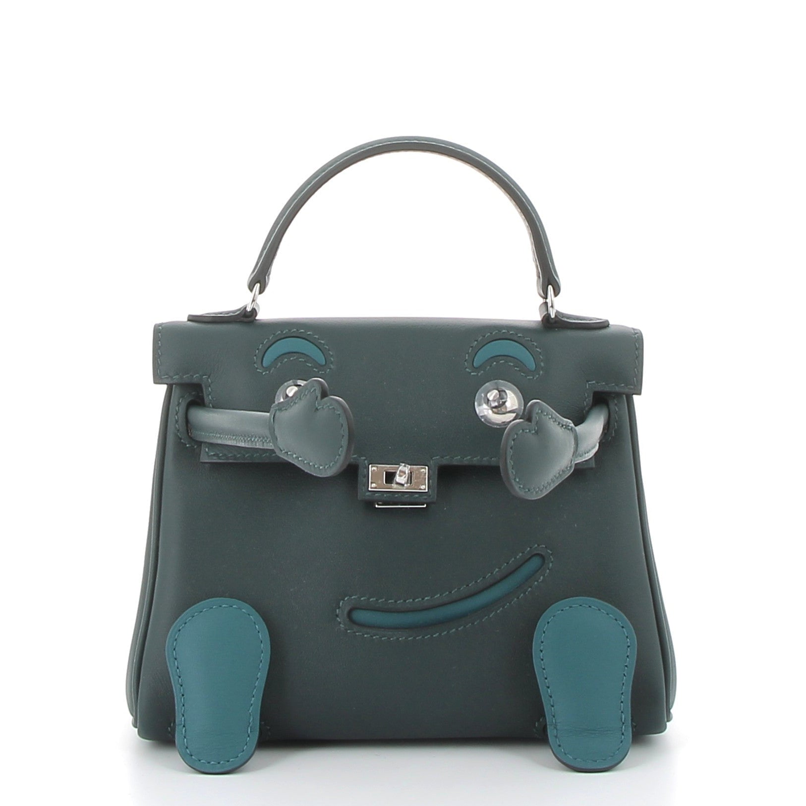 HERMÈS Kelly Doll Vert Cyprès/Vert Bosphore Swift Leather Palladium Ha