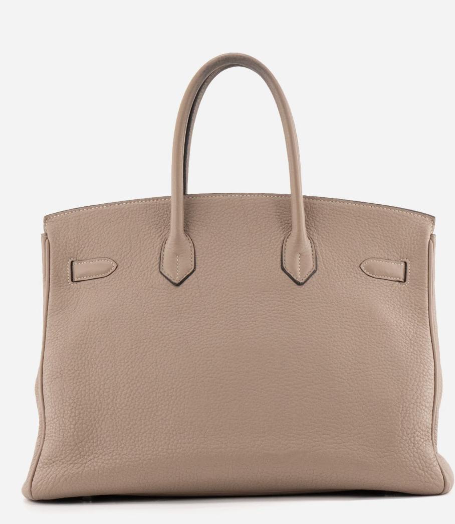 HERMES Birkin 35 Gris Tourterelle Cuir Taurillon Clemence Finition Palladié