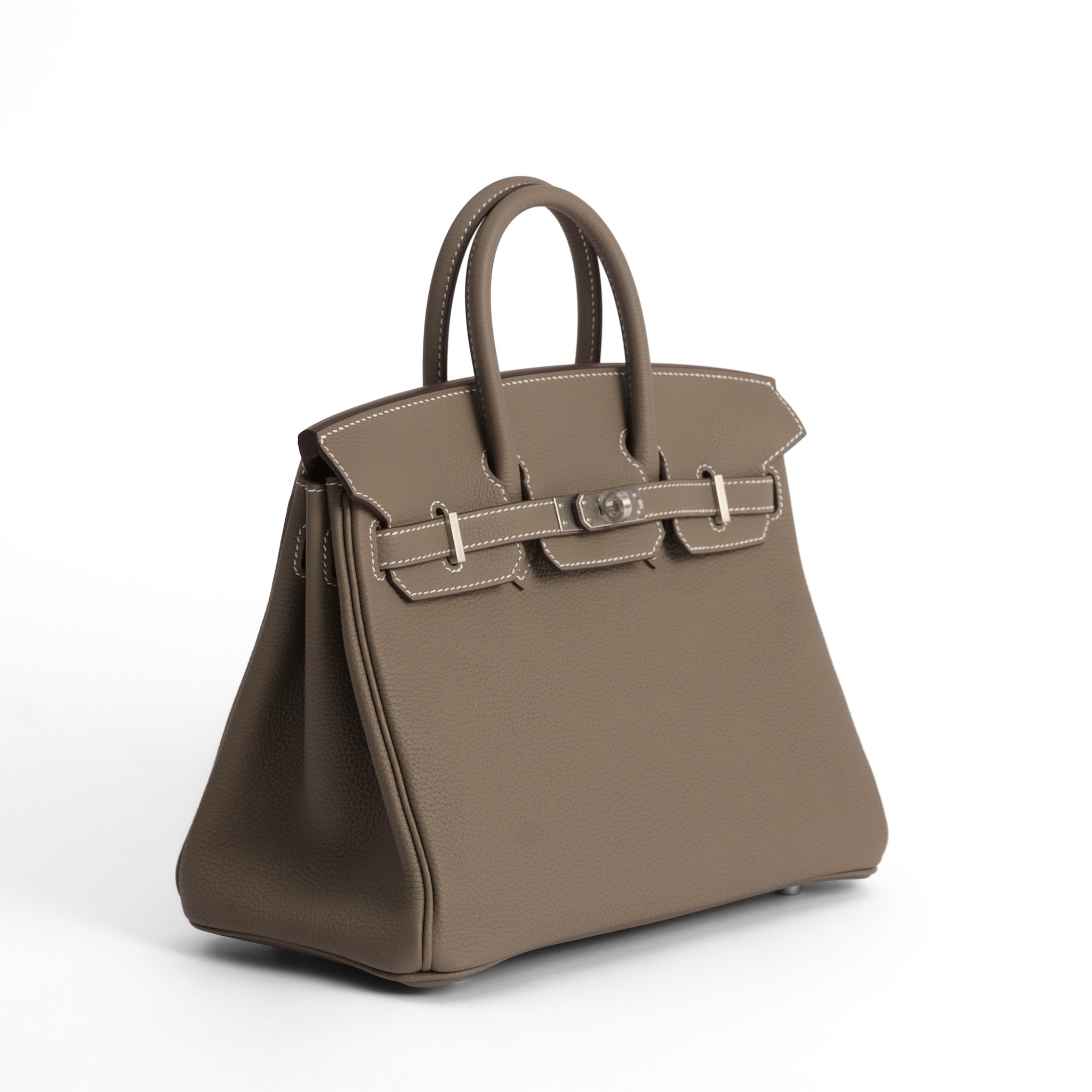 HERMES Birkin 25 Etoupe Cuir Togo Finition Palladié Brossé