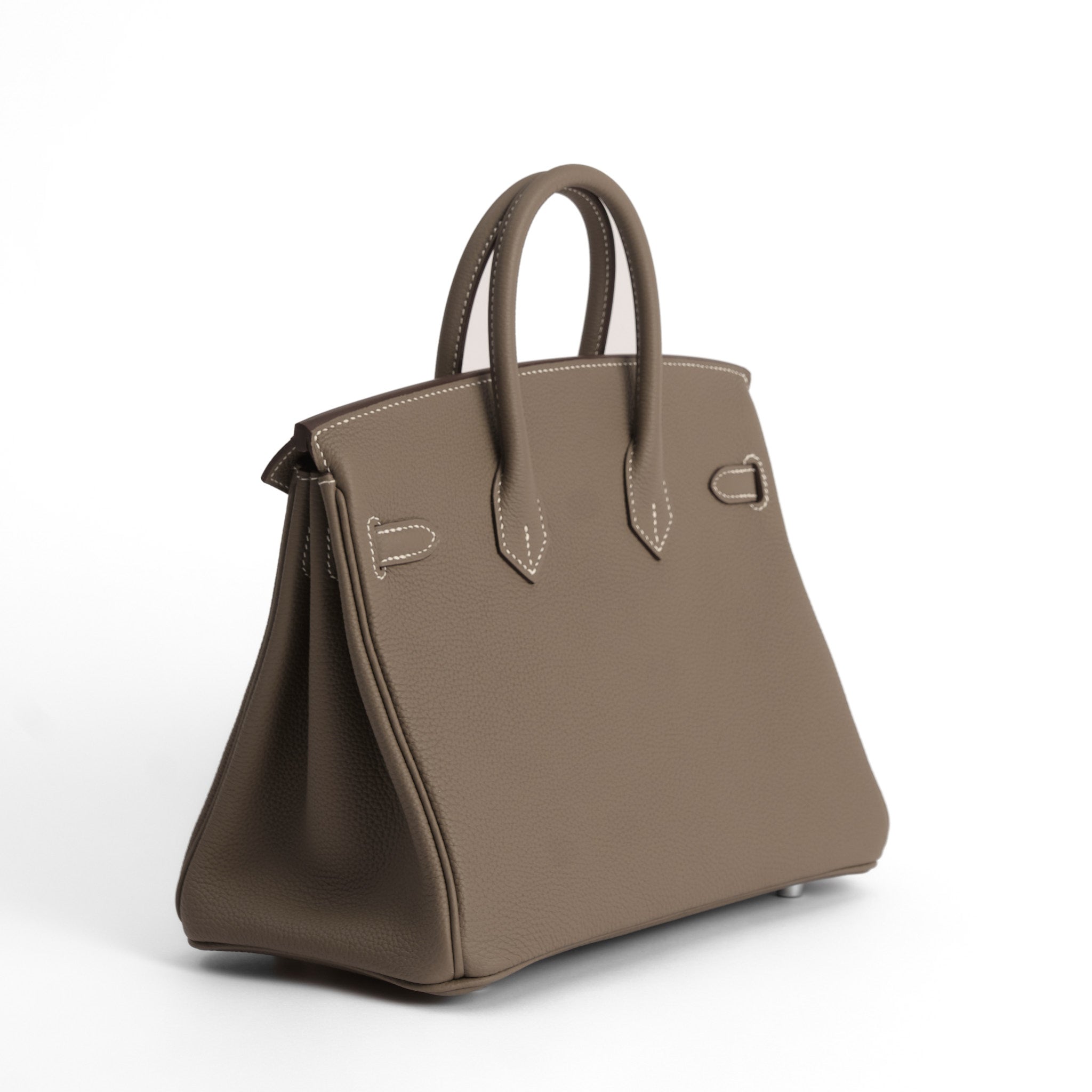HERMES Birkin 25 Etoupe Cuir Togo Finition Palladié Brossé