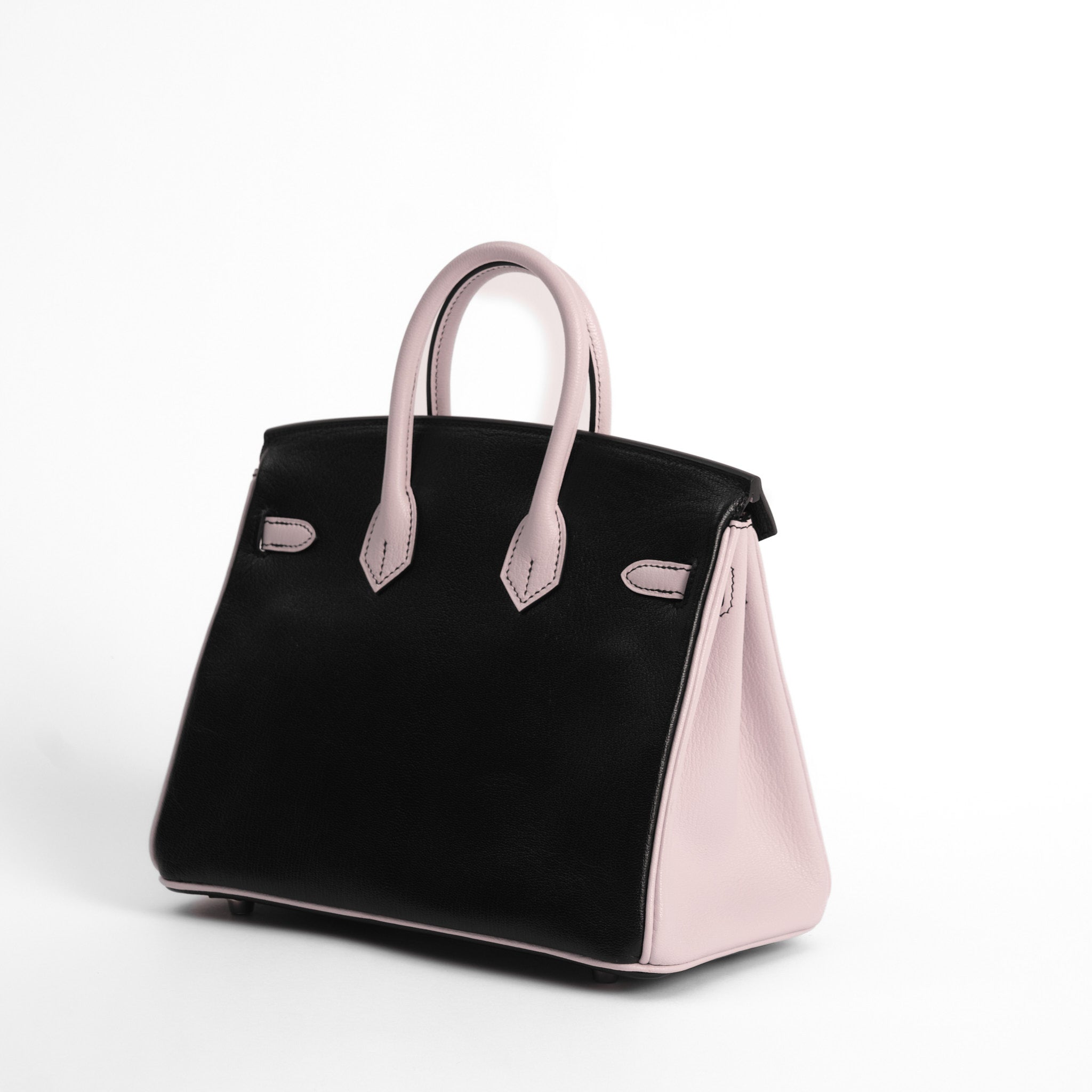 HERMES Birkin 25 HSS Noir / Rose Sakura Cuir Veau et Chèvre Finition Palladié