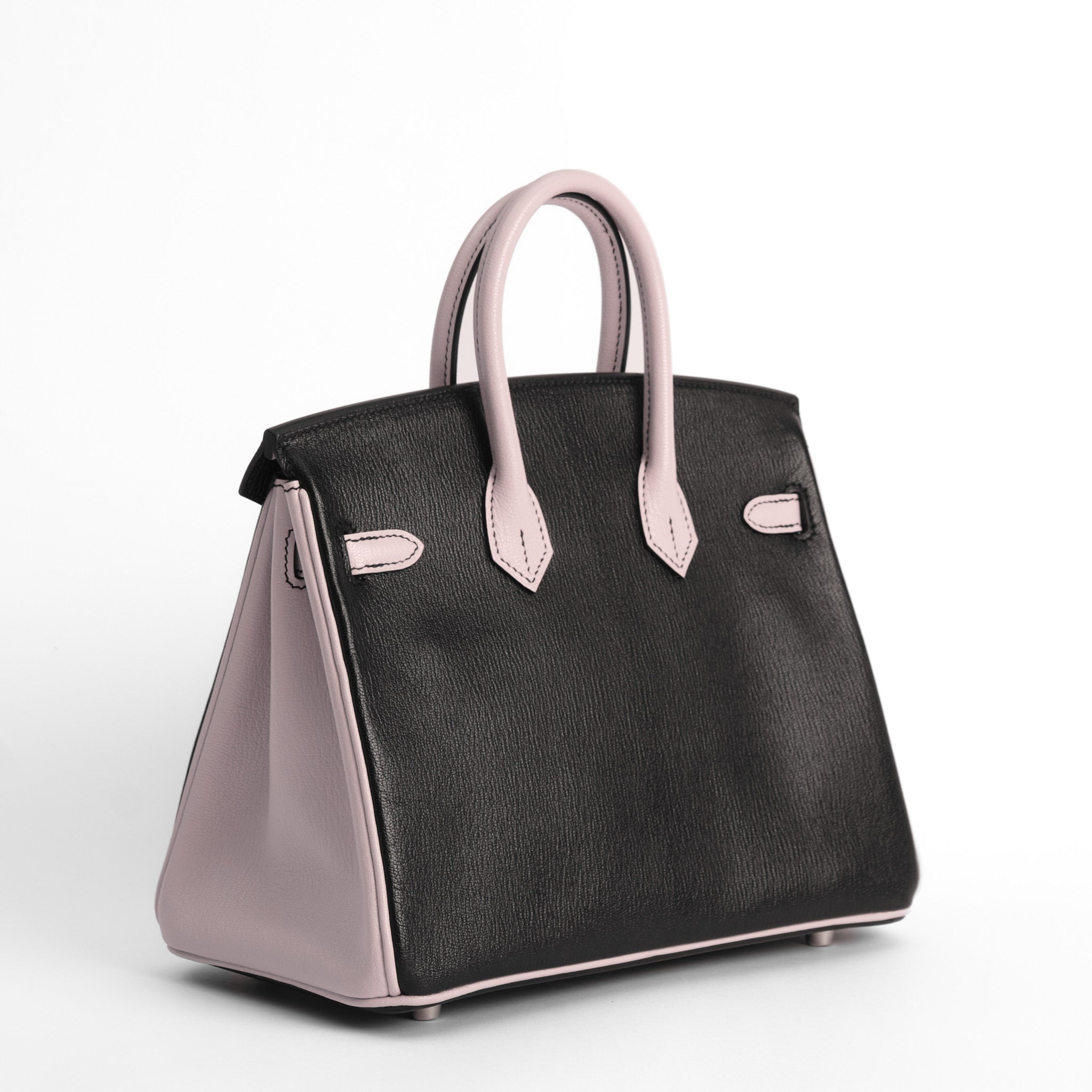 HERMES Birkin 25 HSS Noir / Rose Sakura Cuir Veau et Chèvre Finition Palladié