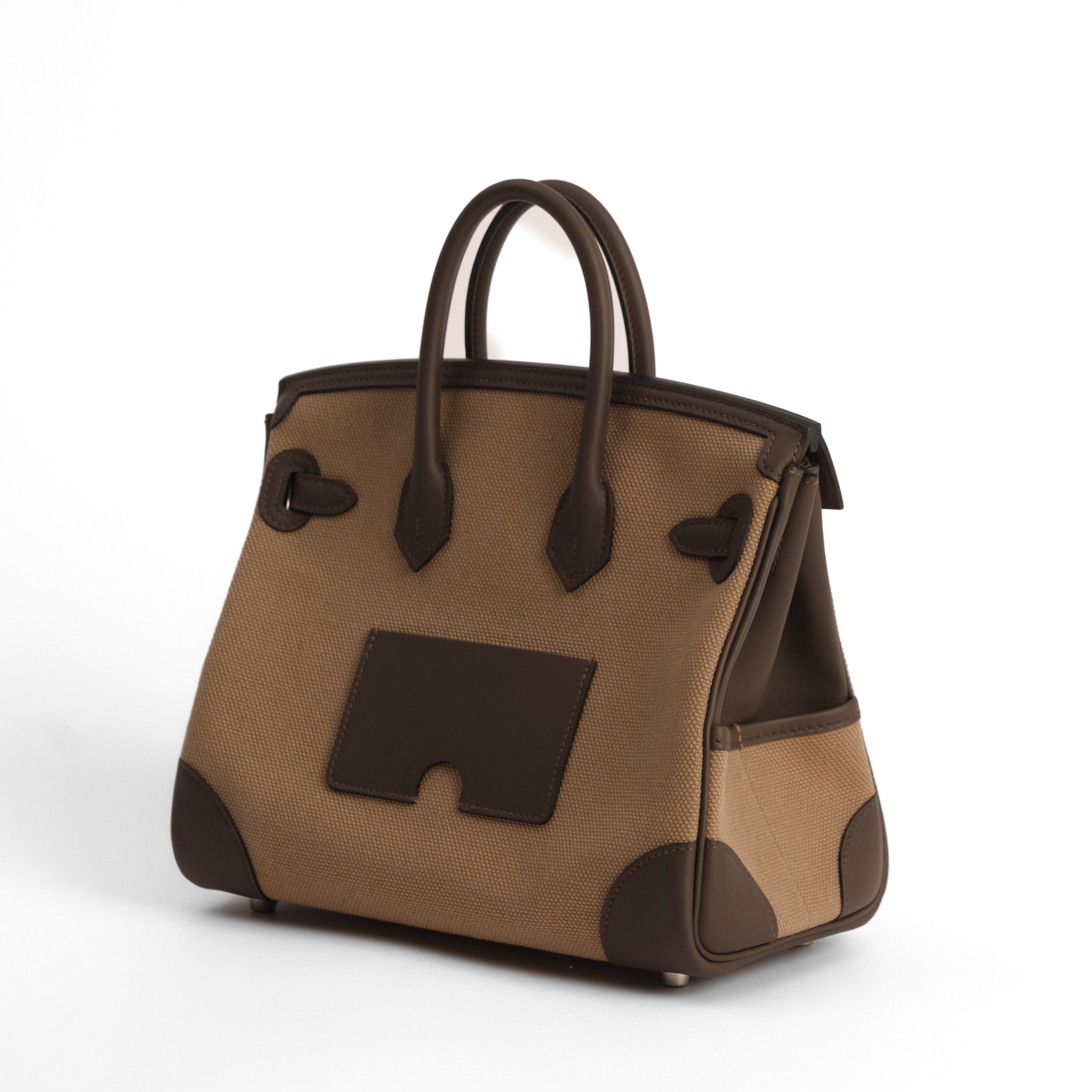 HERMES Birkin 25 Cargo Mousse/Ecorce Cuir Swift et Toile Finition Palladié
