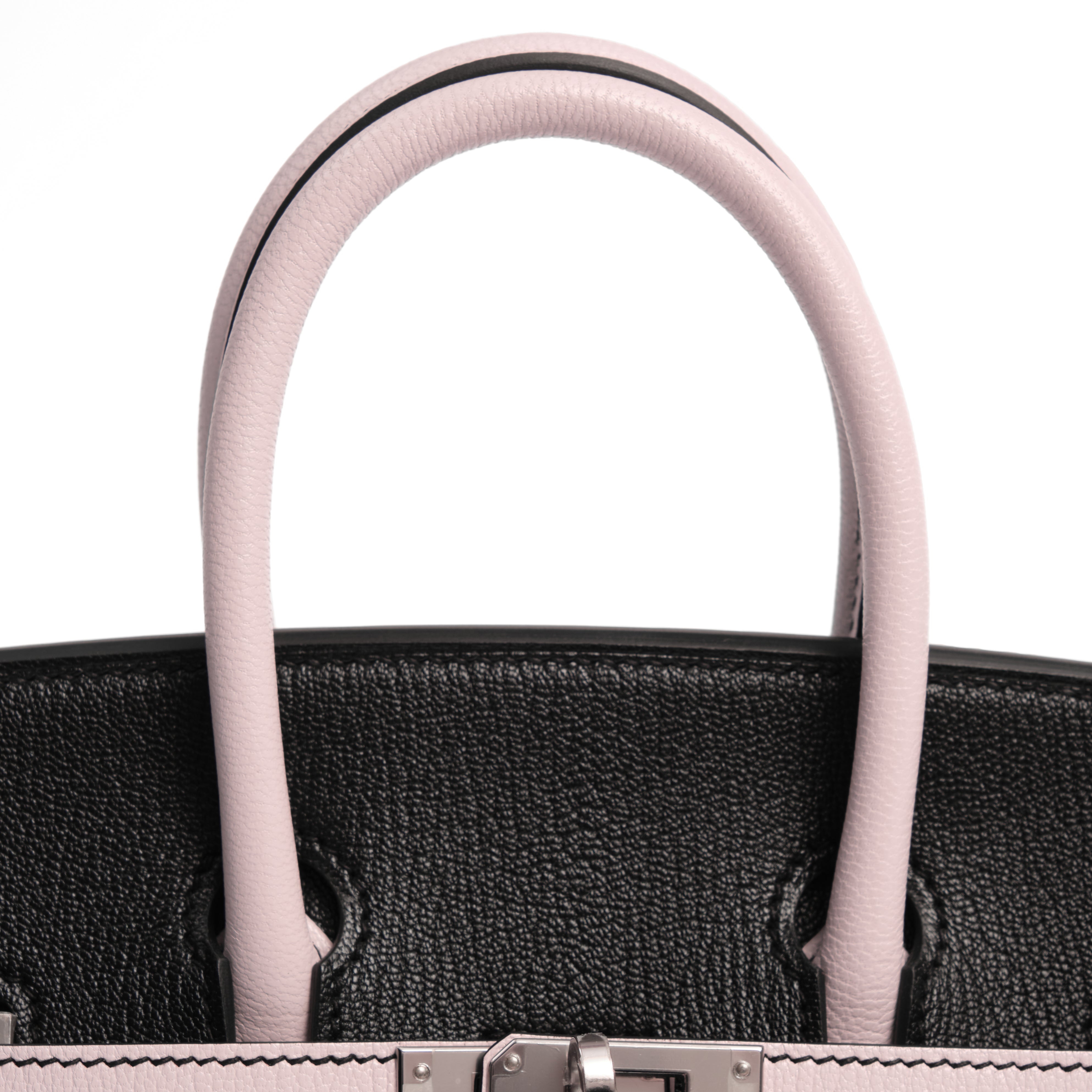 HERMES Birkin 25 HSS Noir / Rose Sakura Cuir Veau et Chèvre Finition Palladié